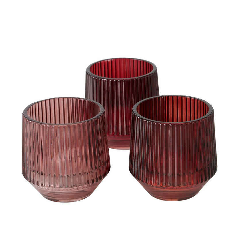 BOLTZE Windlicht Teelichthalter aus Glas 8 cm Kerzenständer & Windlichter Frühling Deko (3 St), aus Glas