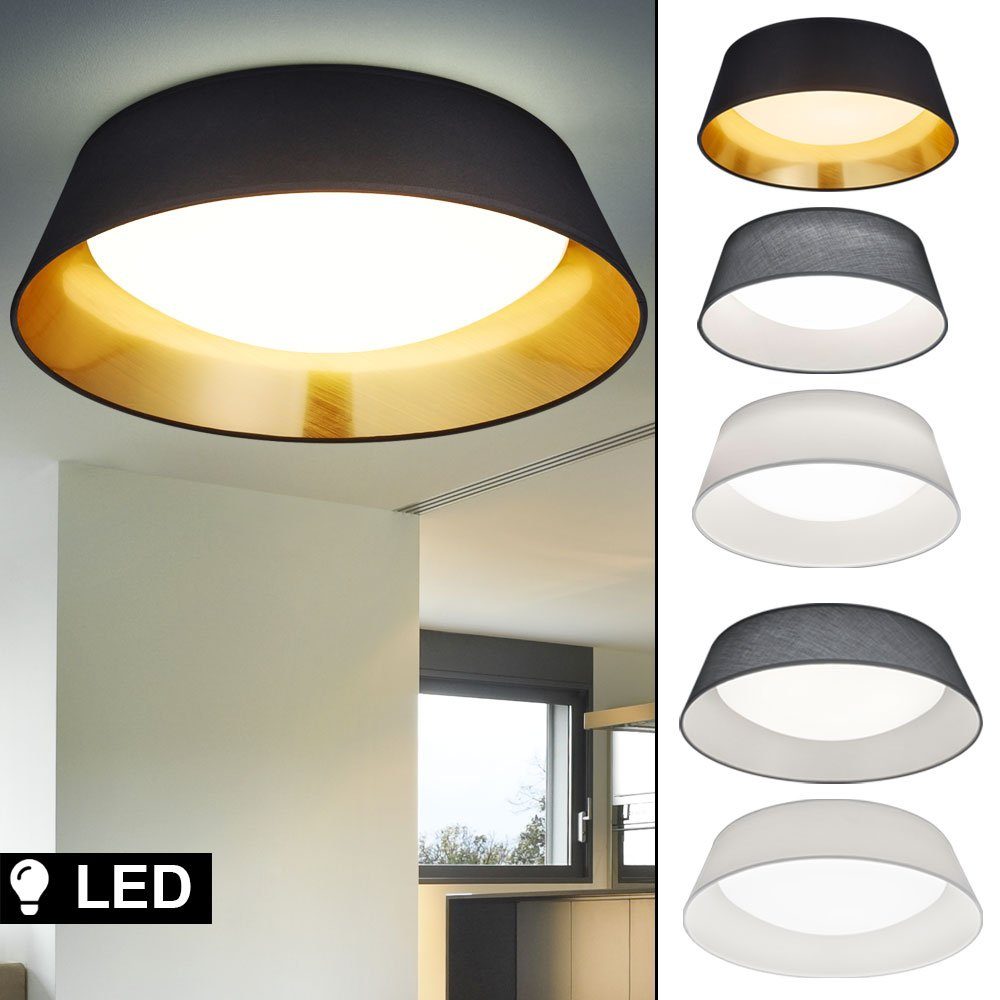 etc-shop LED Deckenleuchte, D Strahler Leuchten Textil LED - Design Decken schwarz 45 schwarz-gold weiß gold cm