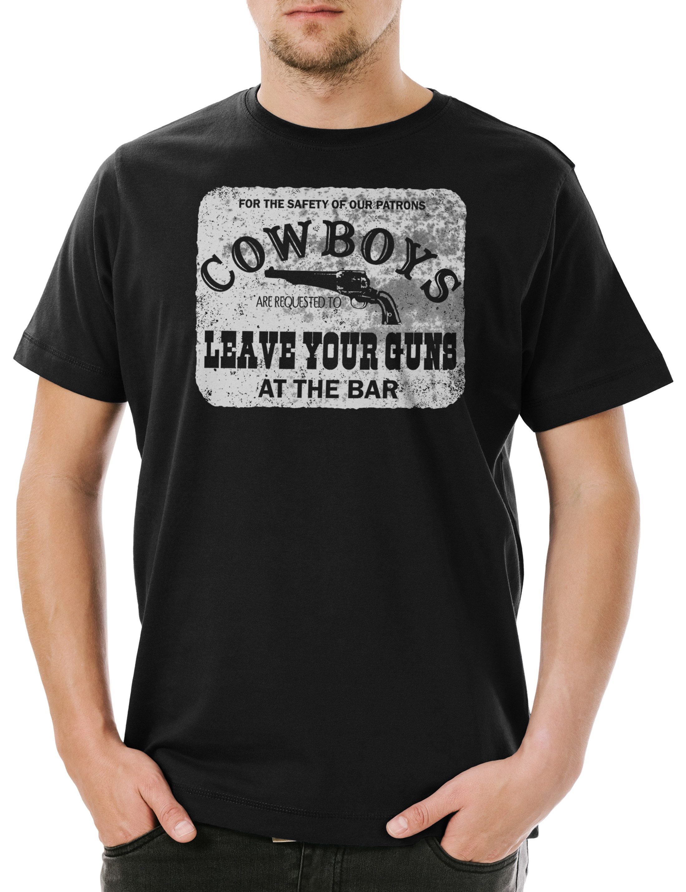 Urban Backwoods Print-Shirt Cowboys Safety Sign Herren T-Shirt Cowgirl USA US Confederate Western (1-tlg) Country Rodeo Native American