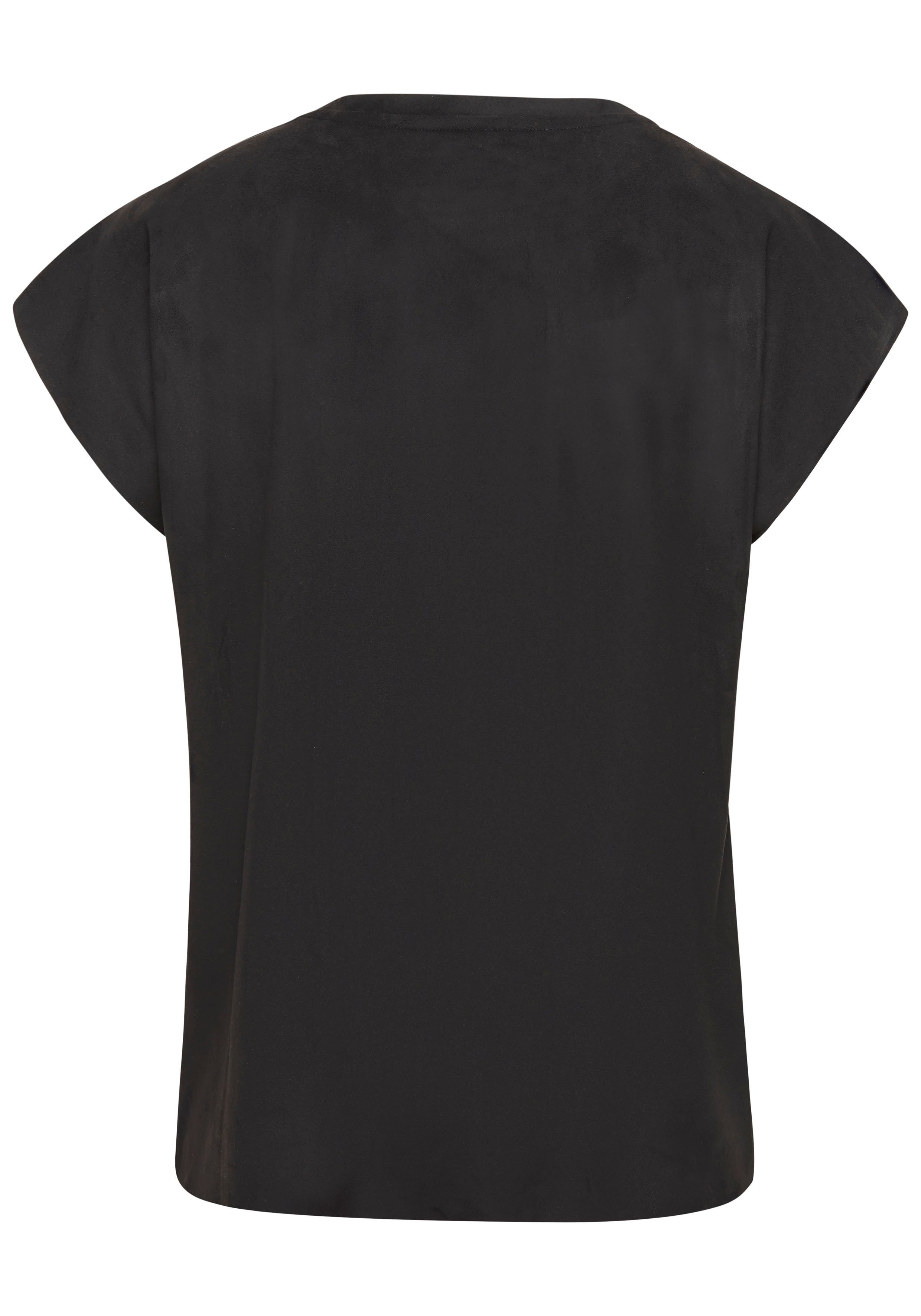 French Connection T-Shirt aus Veloursleder-Imitat mit kleiner Stickerei, Loungewear