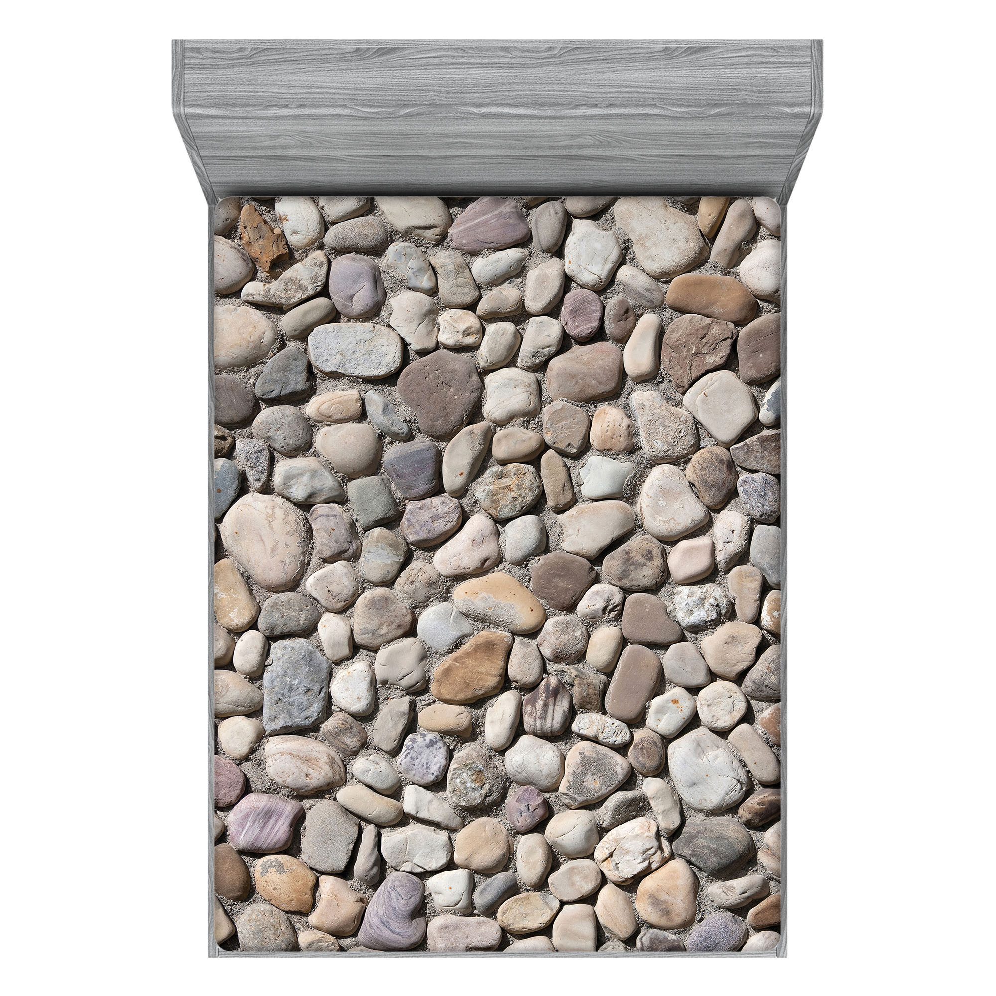 Abakuhaus Spannbettlaken Soft Dekorativer Stoff Bettwäsche Rund-um Elastischer Gummizug, Abstrakt Coastal Thema Steinmauer