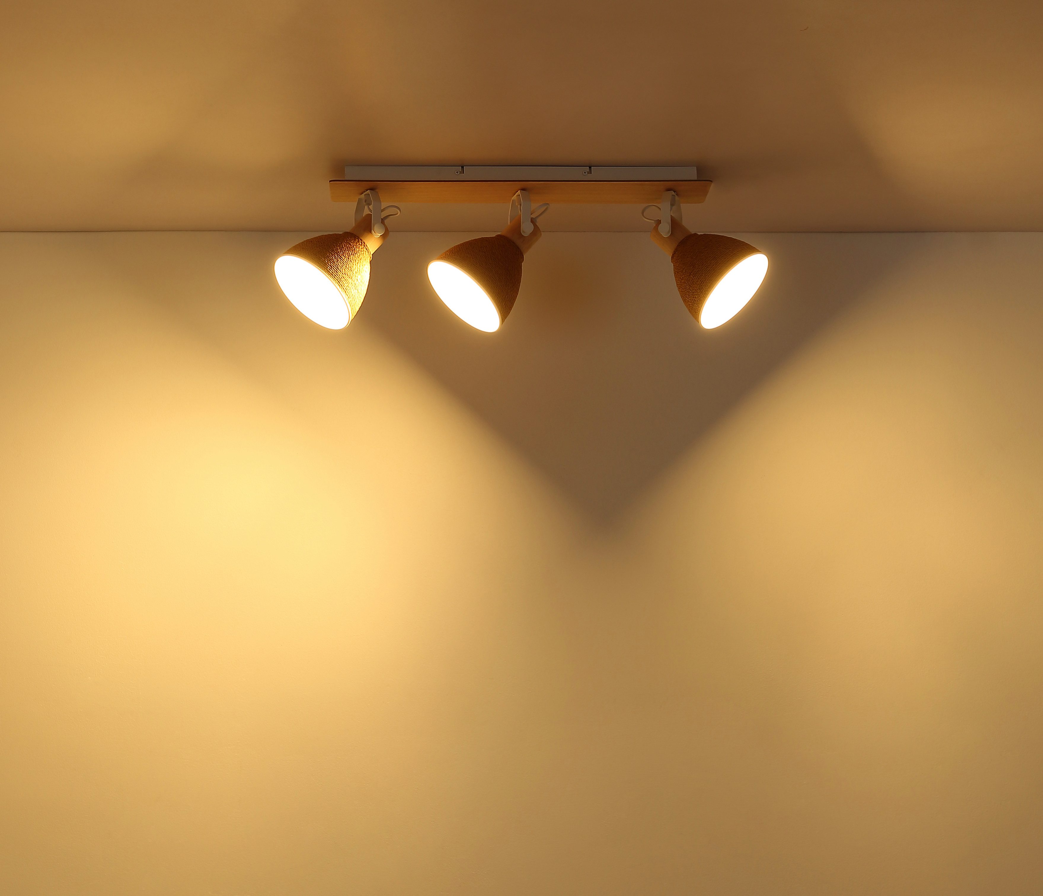 GLOBO LIGHTING Deckenstrahler LYNDON, ohne Leuchtmittel, Strahler Holzoptik, schwenkbar, vielseitig & modern einsetzbar