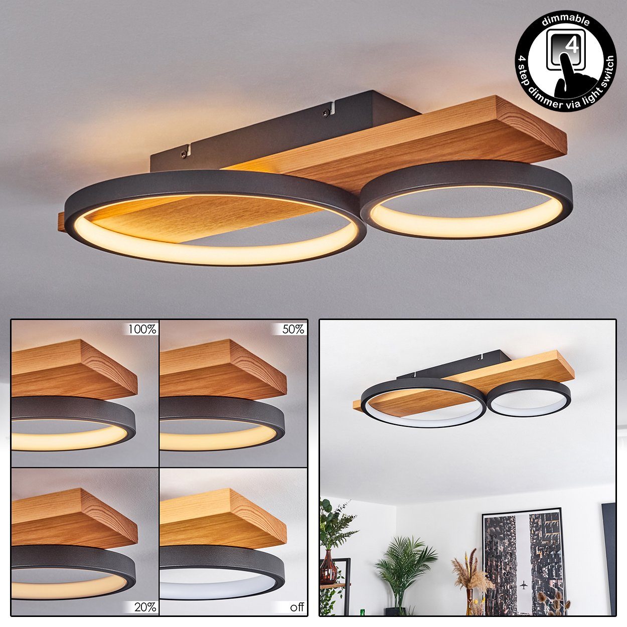 hofstein Deckenleuchte »Caces« dimmbare Deckenlampe aus günstig online kaufen