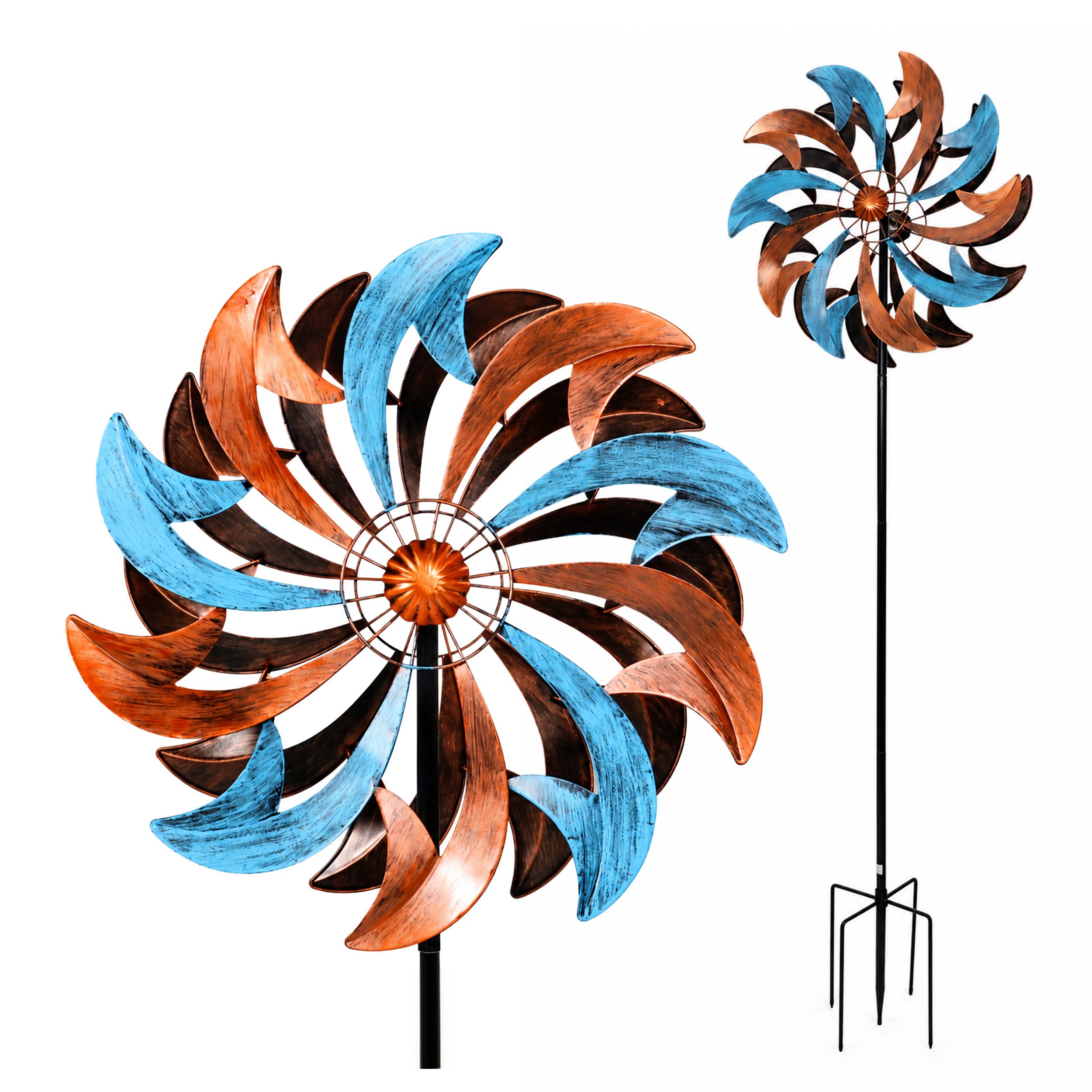 Lemodo Windrad Garten Swirl Blade aus Metall, 212 cm hoch, Antik-Look, leichtlaufendes Windrad 212cm hoch im Antik-Look