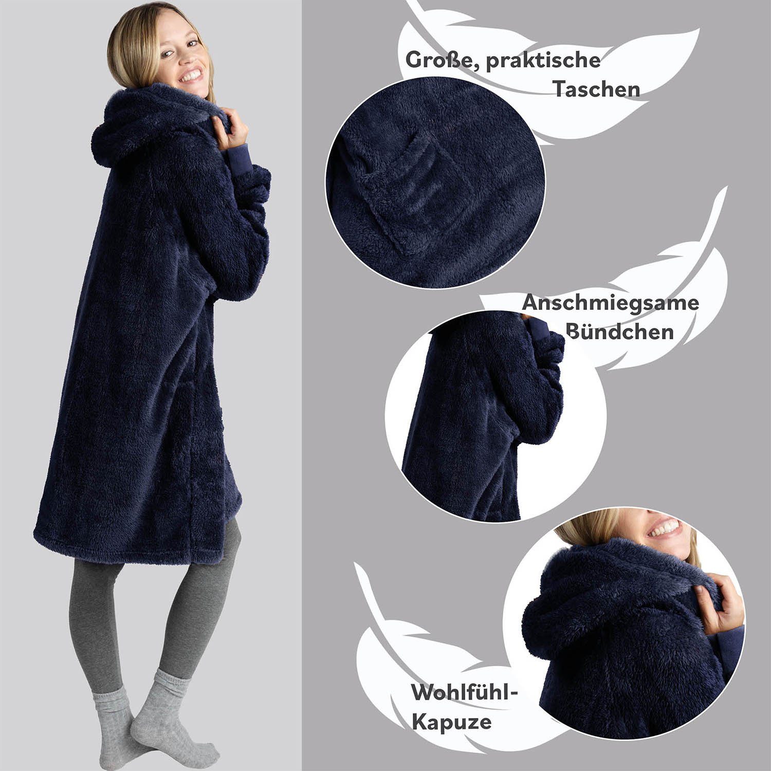 Blumtal Hoodie Ärmeldecke Unisex - flauschig mit Ärmeln - OEKO-TEX zertifiziert mit Ärmeln und Fußtasche