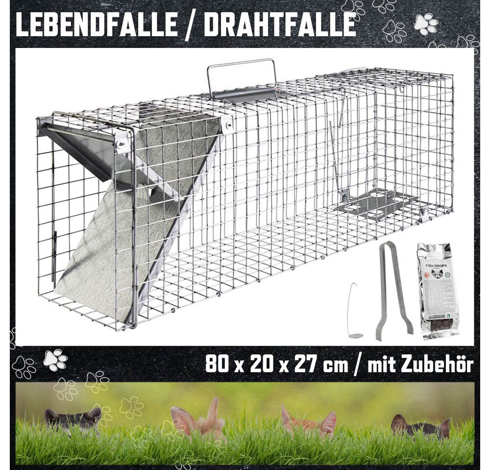 Thumbnail - Petigi Lebendfalle Tierfalle Lebendfalle Marderfalle Drahtfalle 80 x 20 x 27 cm Stable