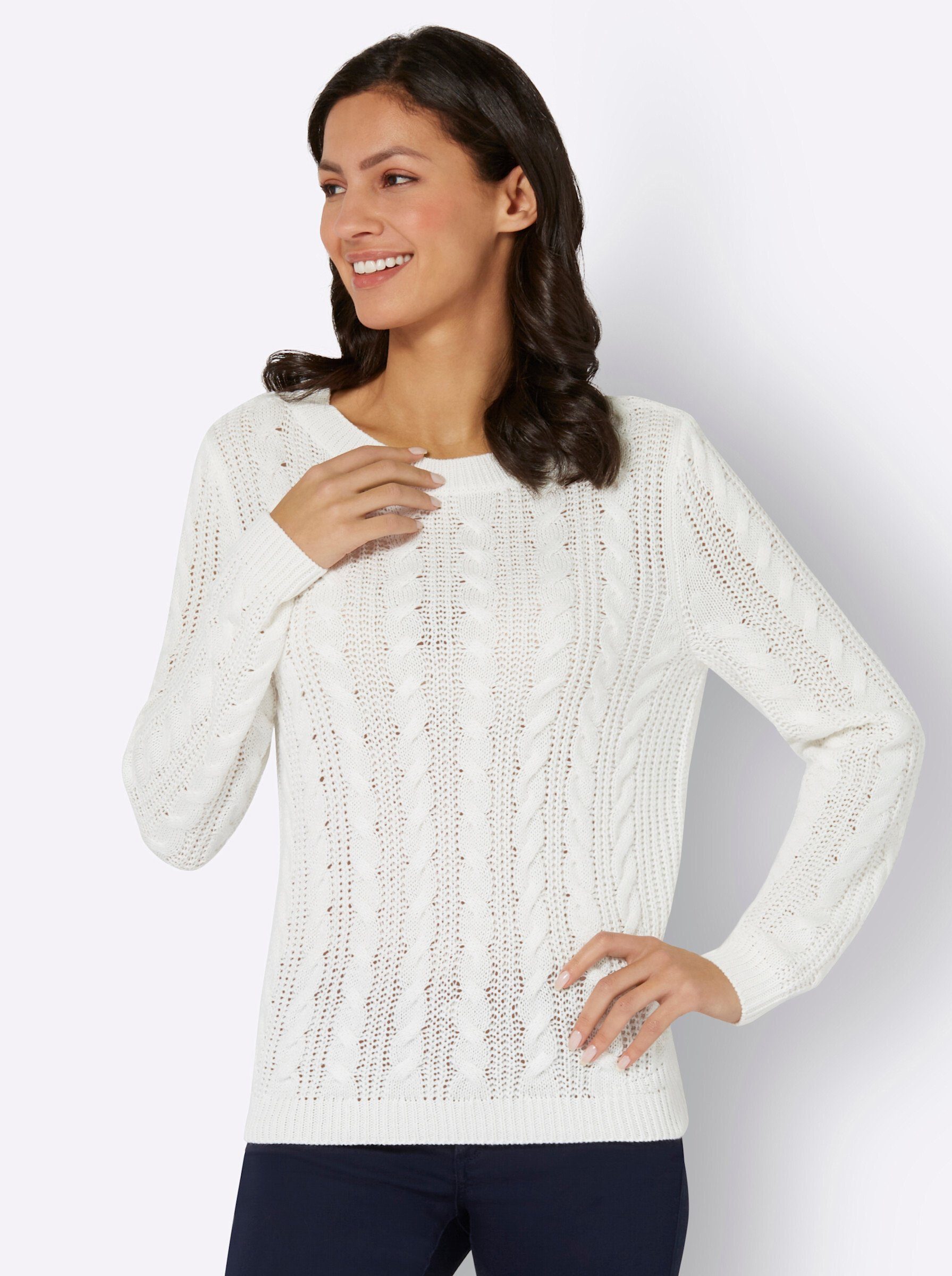 Sieh Strickpullover an! ecru