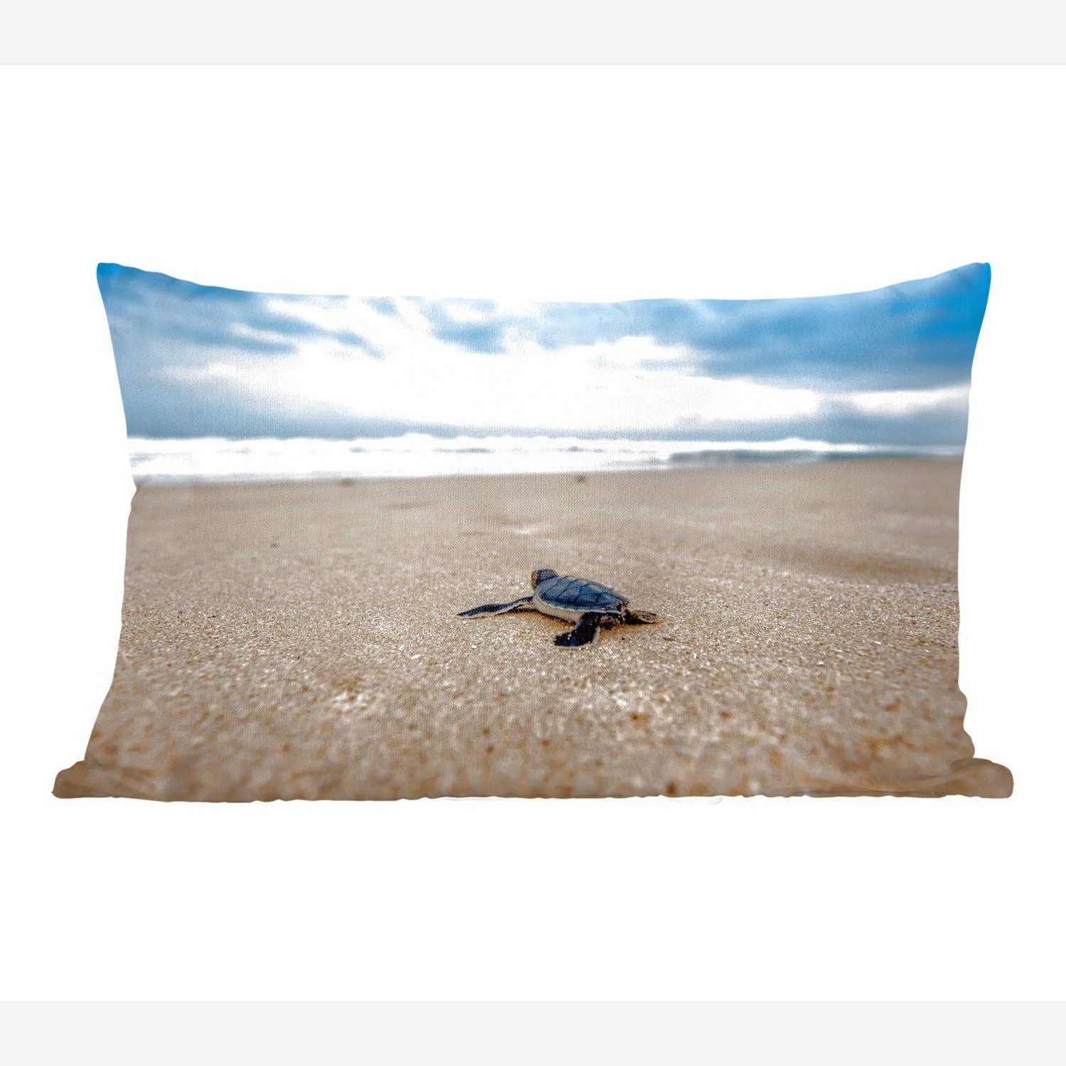 MuchoWow Dekokissen Strand - Meer - Schildkröte, Wohzimmer Dekoration, Zierkissen, Dekokissen mit Füllung, Schlafzimmer