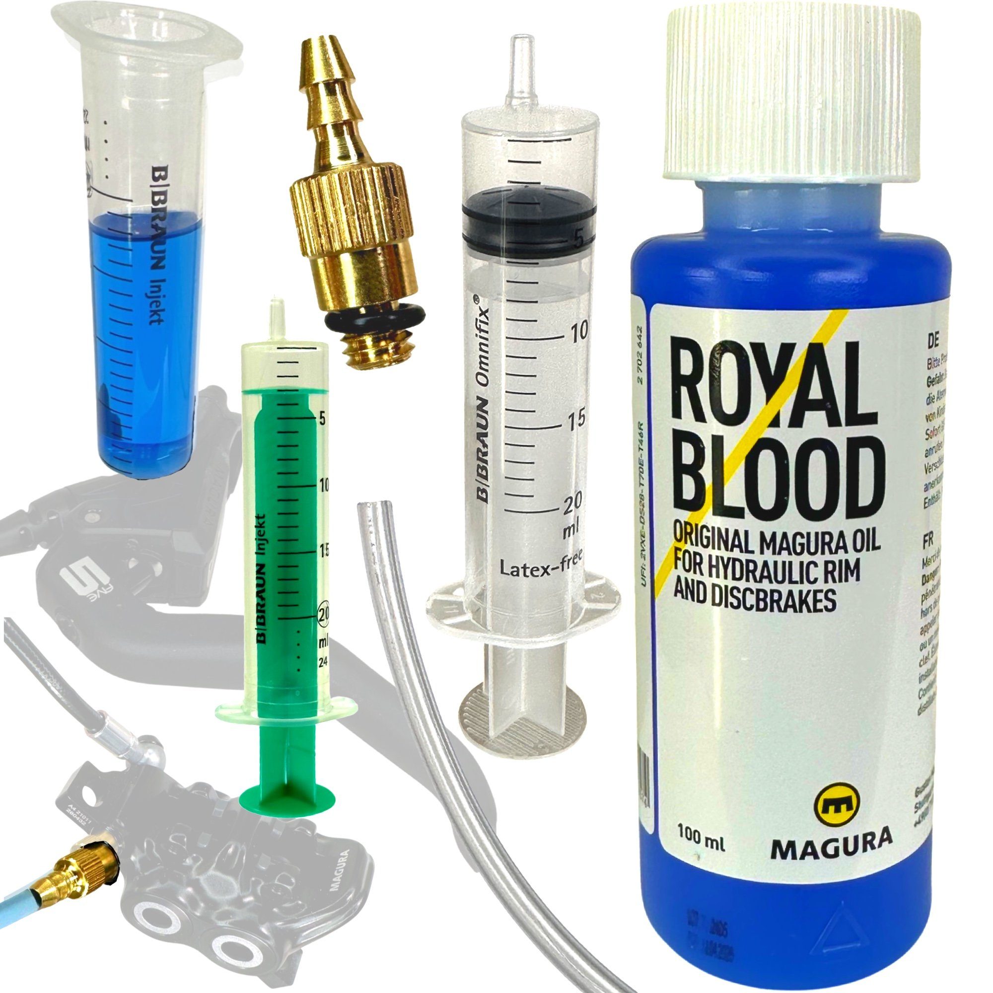 Fahrrad-Montageständer Service Kit inkl. 100ml Royal Blood für MAGURA Scheibenbremsen
