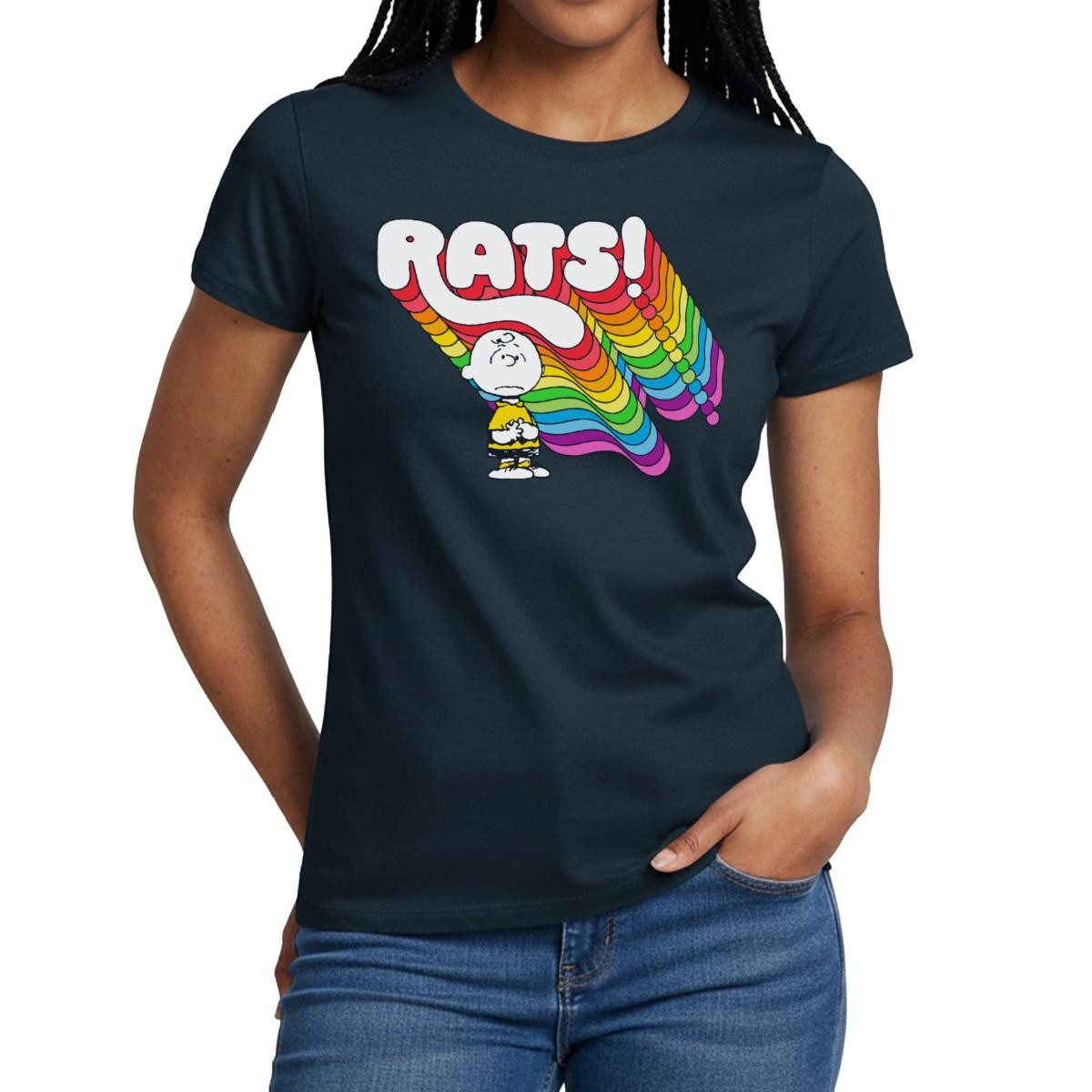 Spreadshirt T-Shirt Peanuts Charlie Brown Rats Mist Dumm Gelaufen Frauen T-Shirt (1-tlg)