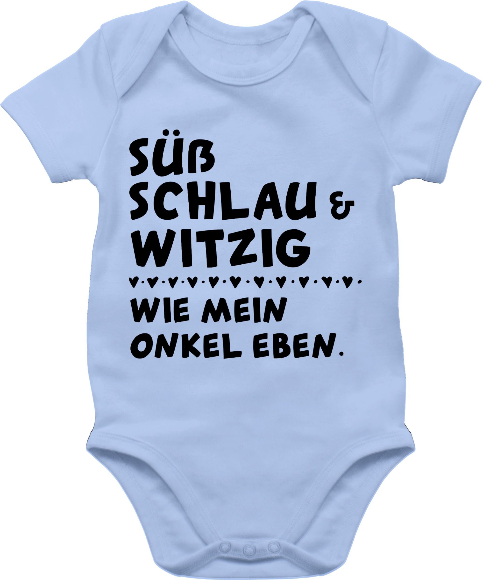 Shirtracer Shirtbody Süß schlau und witzig - wie mein Onkel eben - Schwarz Sprüche Baby 2 Babyblau