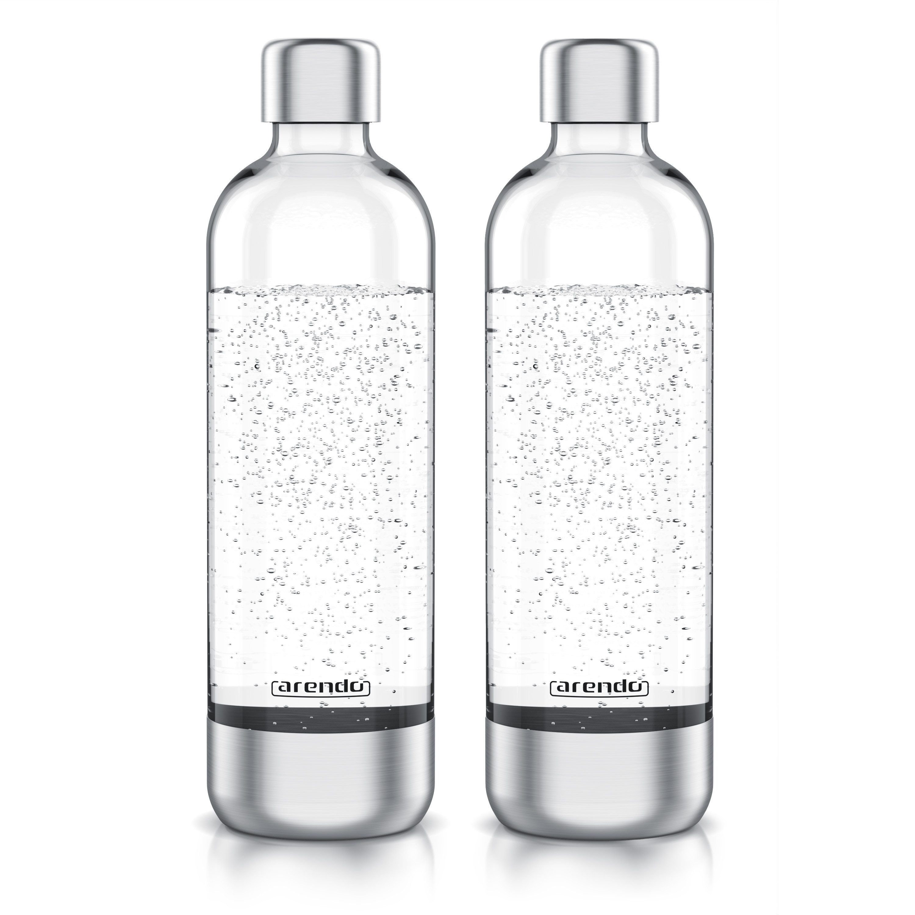 Arendo Wassersprudler Flasche Ersatzflasche für Arendo Wassersprudler, 1 L, max. 900 ml zum Sprudeln, (2-tlg), Edelstahl + PET, Kunststoff Sprudel Flasche mit 1000 ml Füllmenge