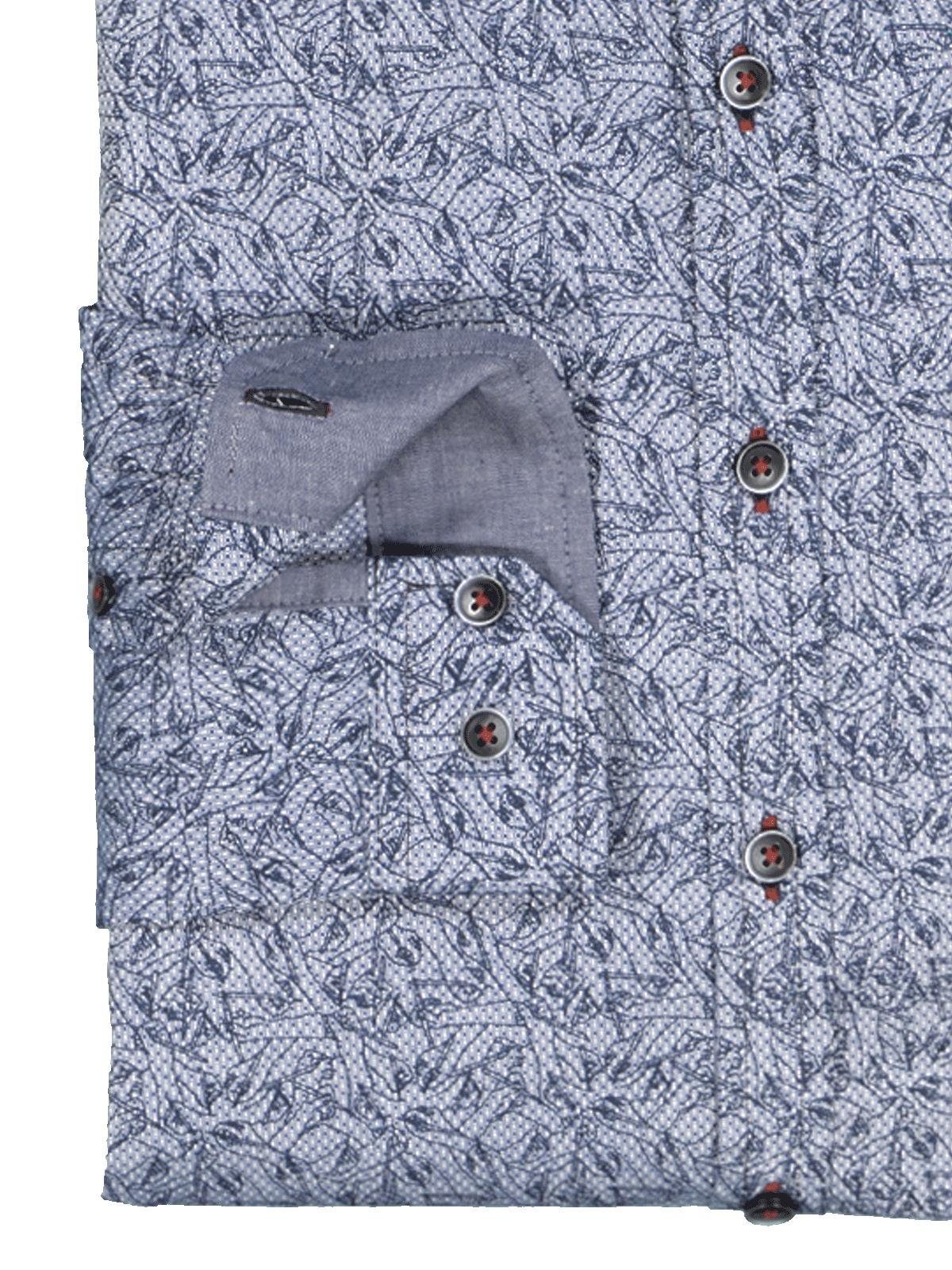 Engbers Langarmhemd engbers Herren Langarm-Hemd gemustert, Saphirblau