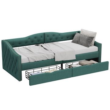 EXTSUD Funktionsbett 90*200cm Sofabett mit Schubladen, großer Stauraum, Grün