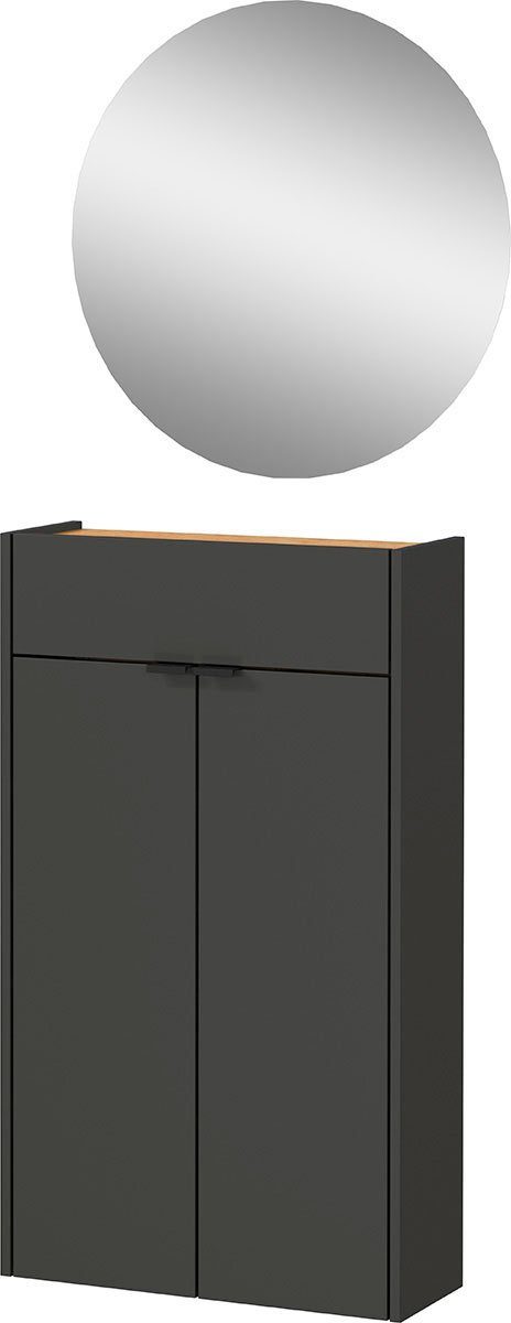 GERMANIA Garderoben-Set Ameca, (Set, 2-St), Mehrzweckschrank und Spiegel, geringe Tiefe, ideal für schmale Flure