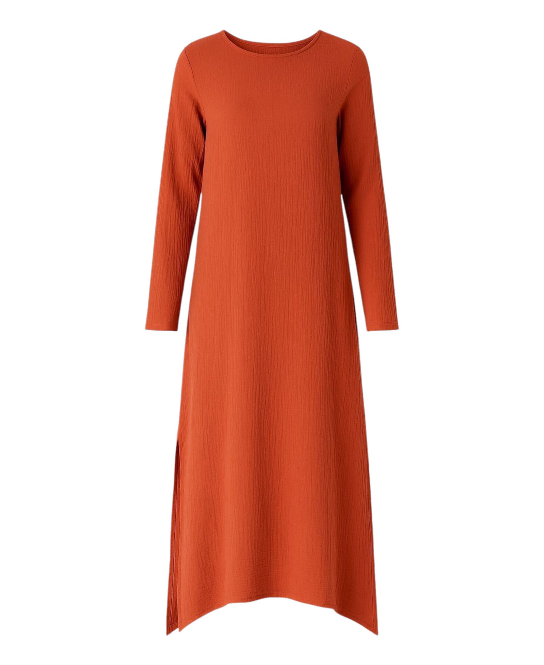 WENOR Longtunika Musselin 100 % Baumwolle 125 cm, Seitenschlitze, Modest Fashion 34–50