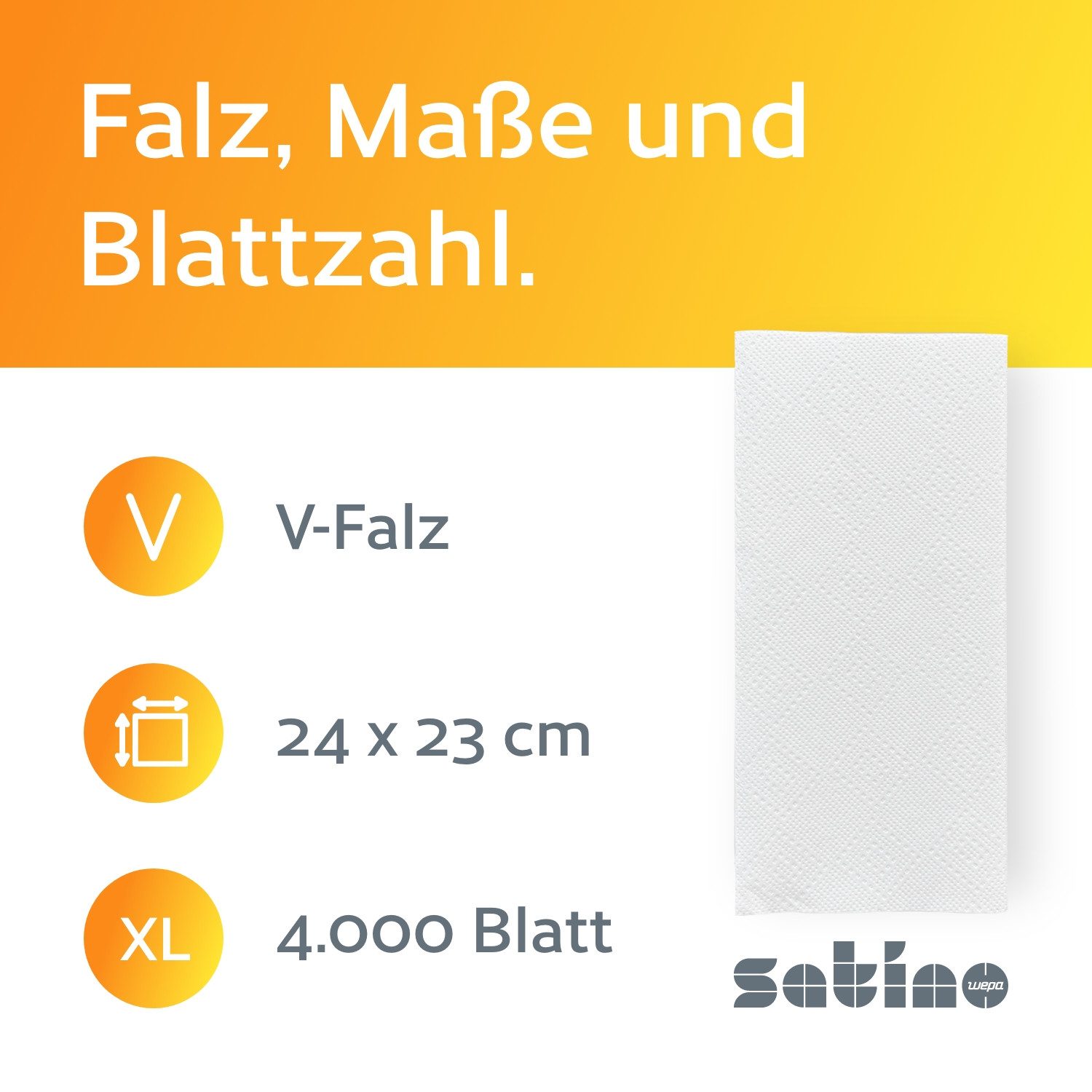 Satino Papierhandtuch 2-lagig - 4.000 Papierhandtücher - ZZ-Falz - 24 x 23 cm (4000-St)