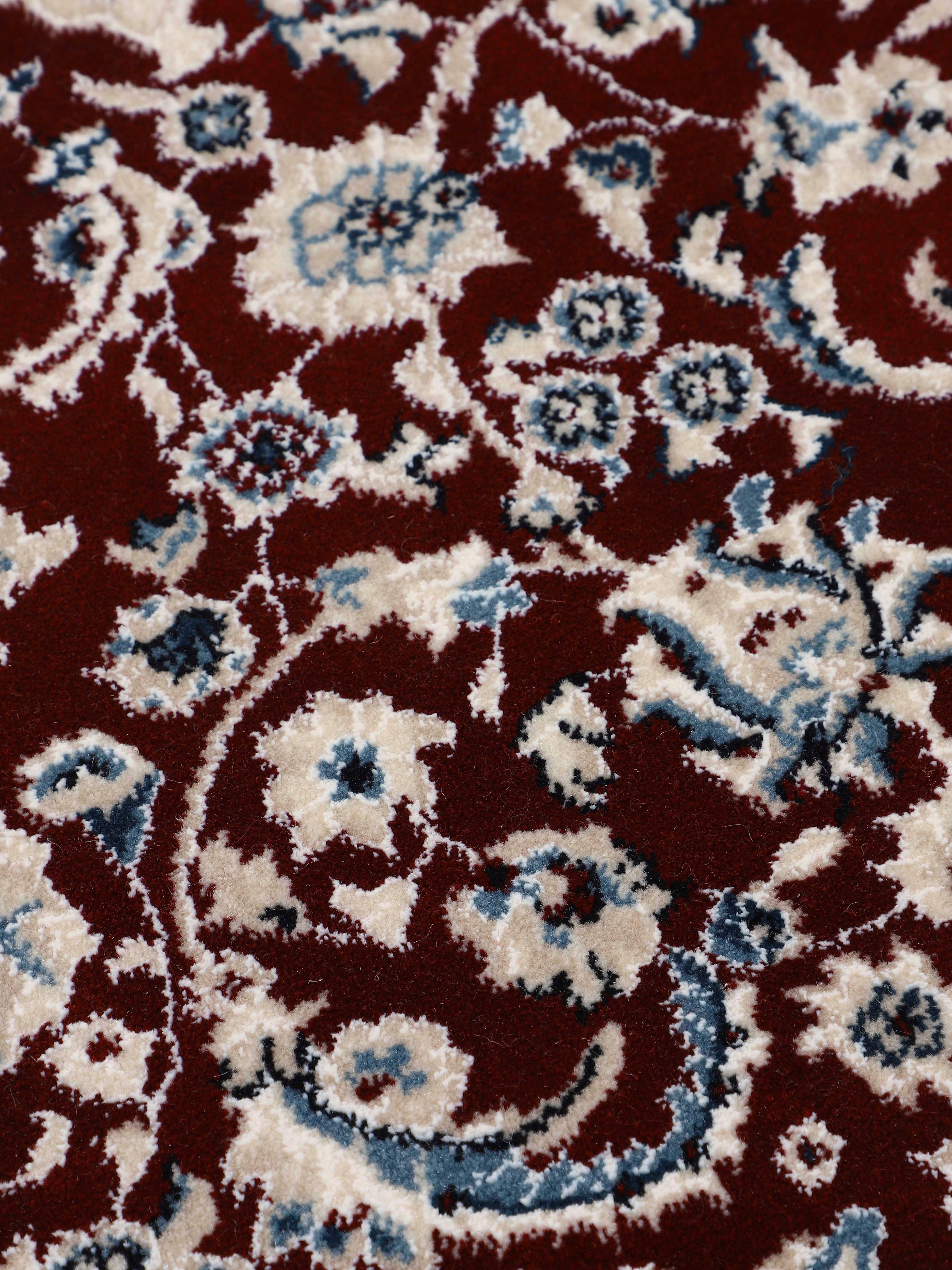 Orient Diane, Höhe: Nain Teppich Look rot Kurzflorteppich, rund, 8 mm, carpetfine,