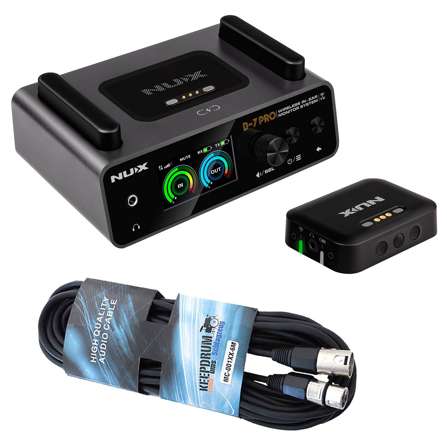 Nux Nux In-Ear-Monitoring-System B-7 Pro mit Kabel Digitales Aufnahmegerät (Instrumente, Stimme, Gesang, Bühnensound)