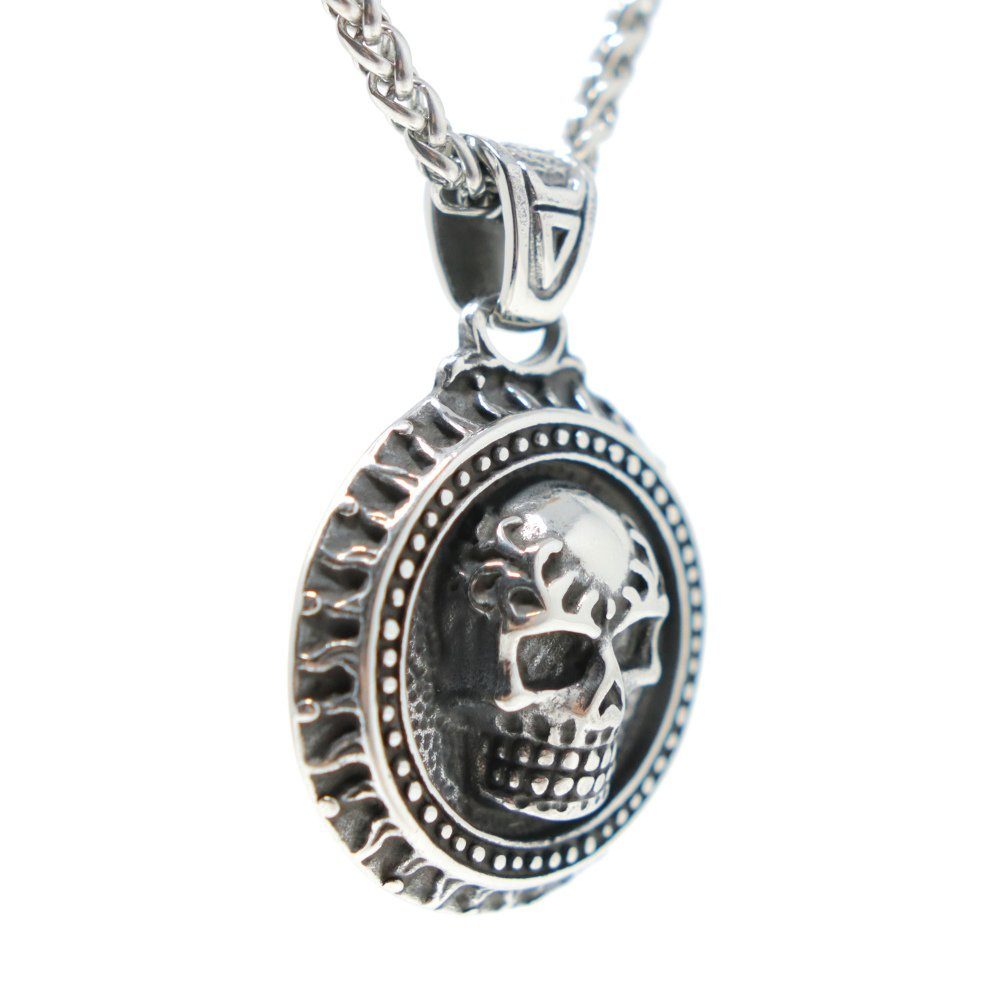 DALMARO Edelstahlkette Lederkette Edelstahl 316 SKULL günstig online kaufen