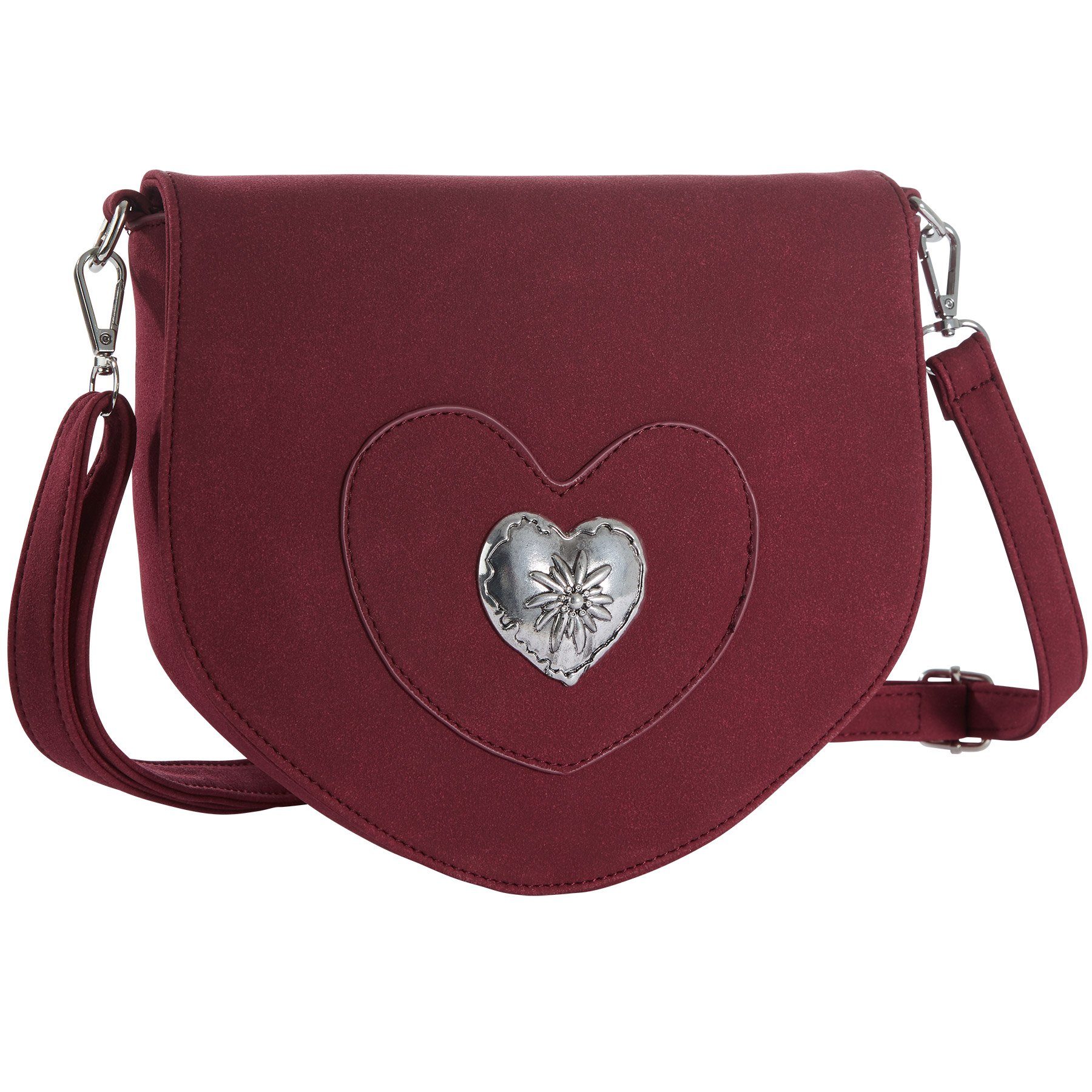 dressforfun Henkeltasche Trachtentasche, Seitenfach mit Reißverschluss (LxH): ca. 14 x 10 cm (Dirndltasche, Konfektionsgröße 0 in rot), Innenmaß (LxBxH) ca. 24 x 4 x 17 cm, Länge des Gurtes: ca. 116 cm