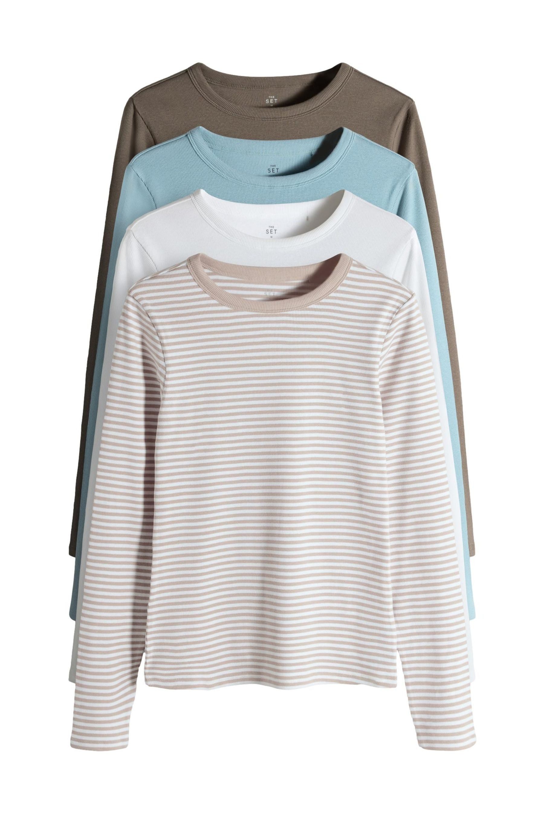 The Set Langarmshirt The Set Langarmshirts mit Kontrast, 4er-Pack (4-tlg) günstig online kaufen