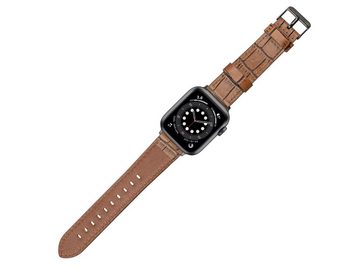 GOLDBLACK Smartwatch-Armband Apple Watch Armband 42-44 mm aus Echtleder mit Kroko Prägung