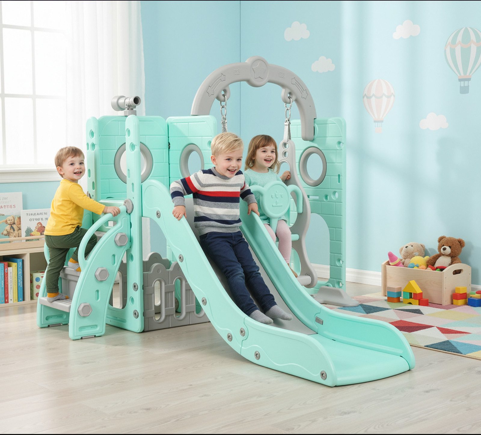 TLGREEN Rutsche 5-in-1 Kinderrutsche, Gartenrutsche Breite Stufen und Griff günstig online kaufen