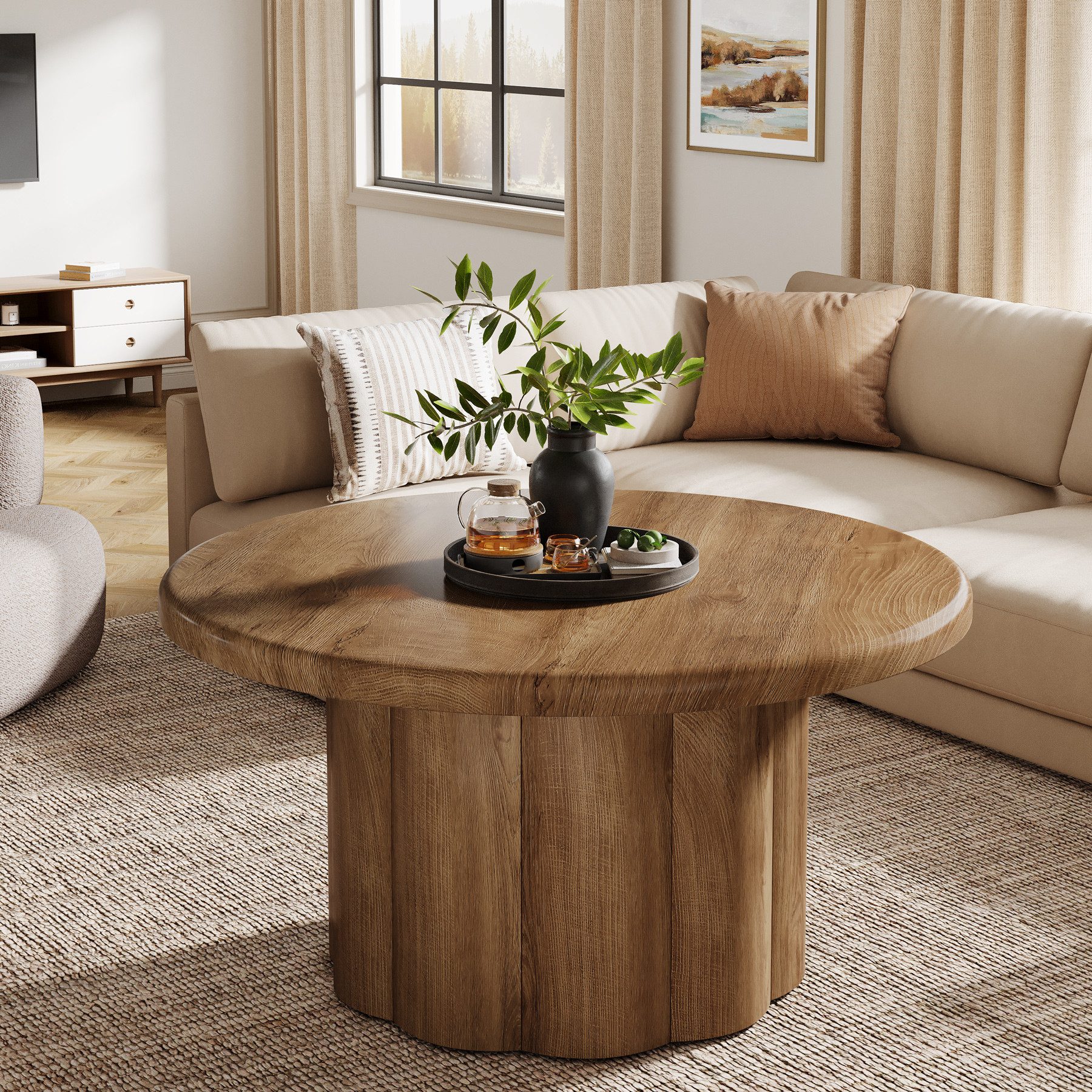 Tribesigns Couchtisch 80 cm runder Couchtisch für das Wohnzimmer, für kleine Räume – Bild 5 von 5