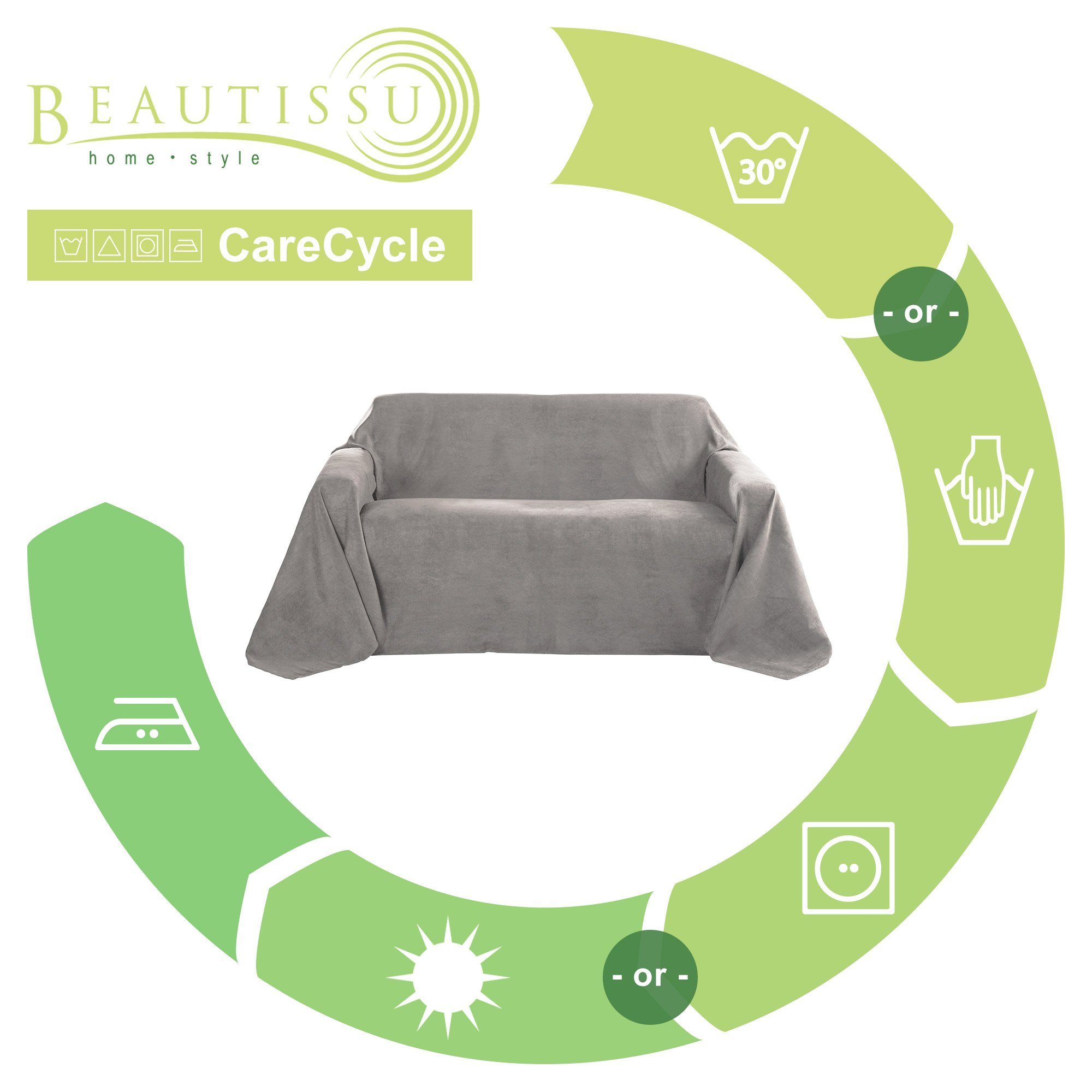 Beautissu Tagesdecke Tagesdecke 210x280 cm Überwurfdecken für Sofa Wildleder Grau, Wildleder-Optik Überwurf Bettabdeckung Tagesdecken & Sofaüberwurf