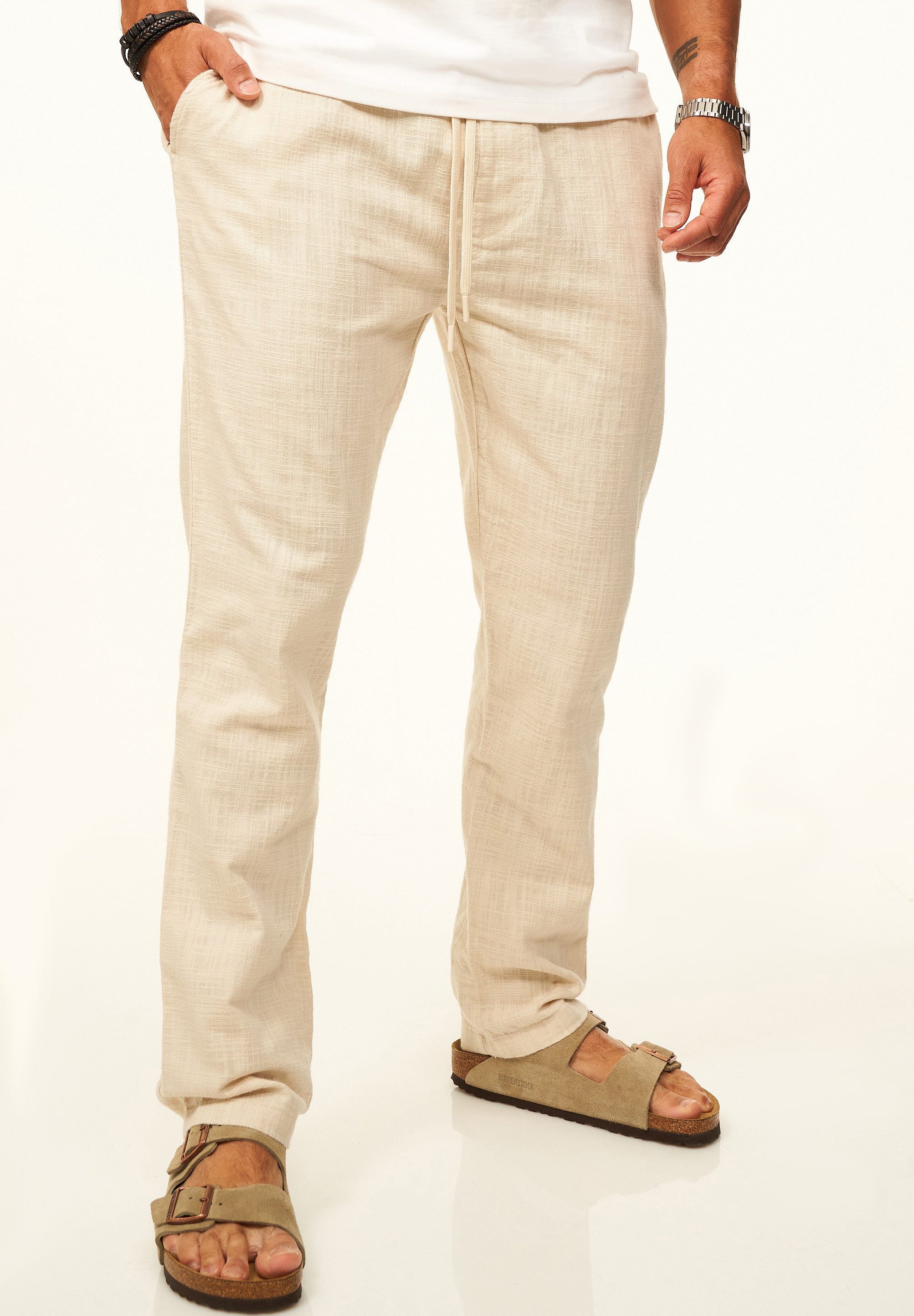 CARISMA Stoffhose in Leinen-Optik im Chinohose Stil mit Gummibund & Kordel - Sommerhose Herren luftige Freizeithose - Ideal für den Sommer & warme Tage