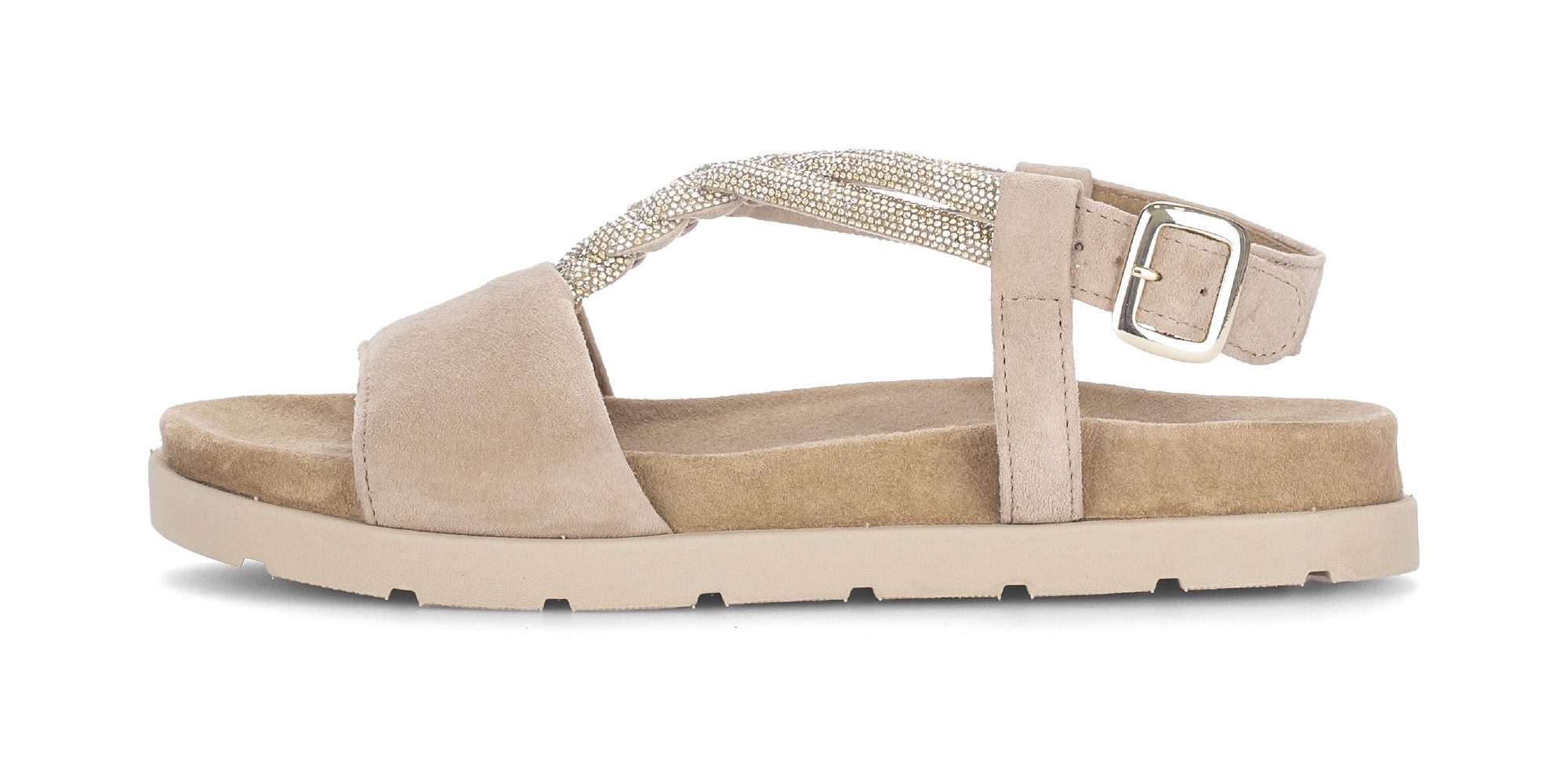 Gabor Riemchensandale Plateau, Sandalette, Sommerschuh mit funkelnden Strasssteichen