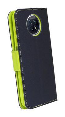 cofi1453 Handyhülle Buch Tasche für Xiaomi Redmi Note 9T 5G Blau-Grün, Kunstleder Schutzhülle Handy Wallet Case Cover mit Kartenfächern, Standfunktion Schwarz