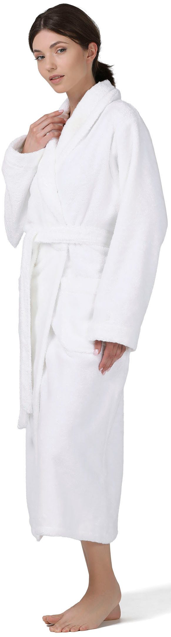 Möve Unisex-Bademantel Pure Luxury ideal für Sauna & Spa, Hotelbademantel, Morgenmantel, Langform, Walkfrottier, Schalkragen, Gürtel, 100% Ägyptischer Baumwolle