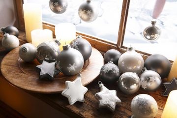 my home Weihnachtsbaumkugel Chrome, Weihnachtsdeko, Christbaumschmuck, Christbaumkugeln Glas (30 St), mundgeblasen und handdekoriert