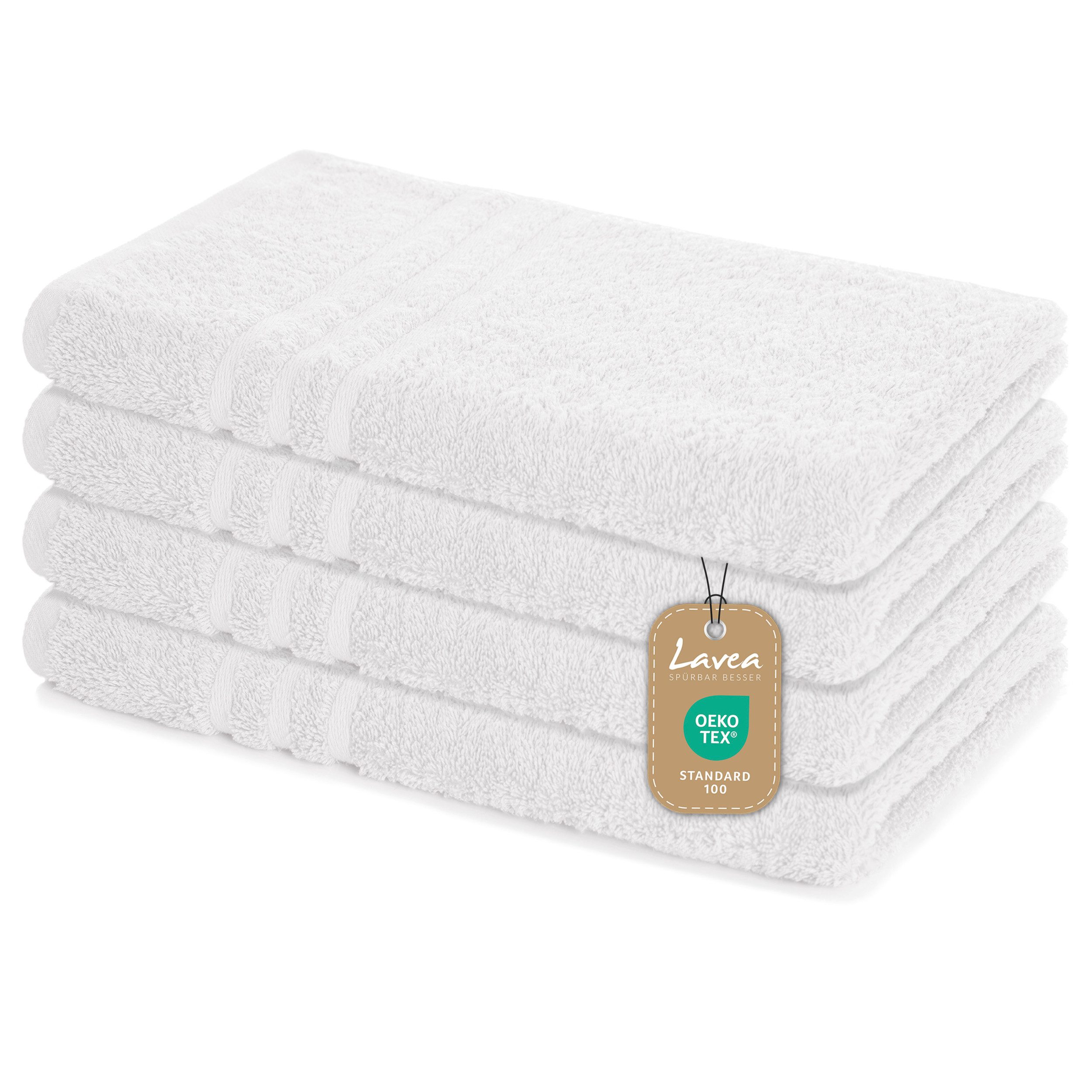 Lavea Handtuch Lavea® 4er Set Handtücher 50x100 cm, Elena Frottiererie, 100% Baumwolle (4er Set), 500 g/m² Frottier, weich & saugstark, pflegeleicht