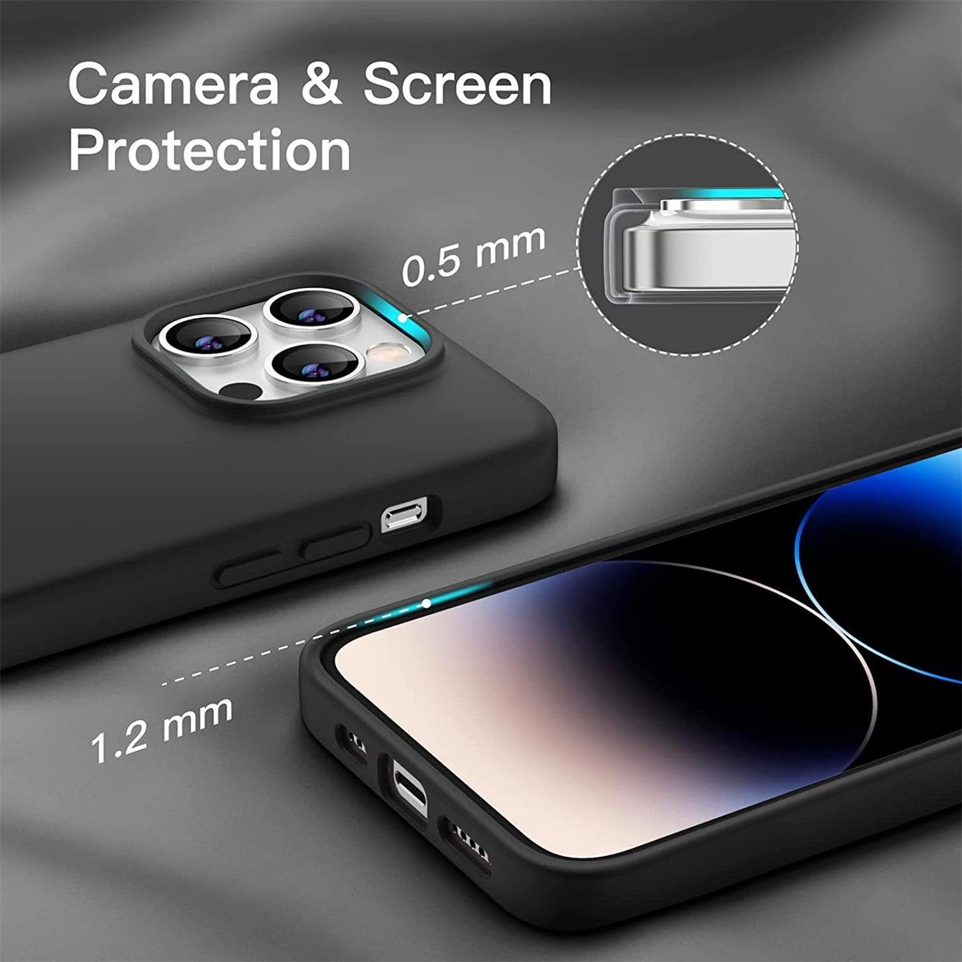 CoolGadget Handyhülle Handy Schutzhülle für Apple iPhone 14 Pro Max matt schwarz 6,7 Zoll, Silikon TPU Hülle Schutz Tasche Cover schlicht Slim Case – Bild 4 von 5