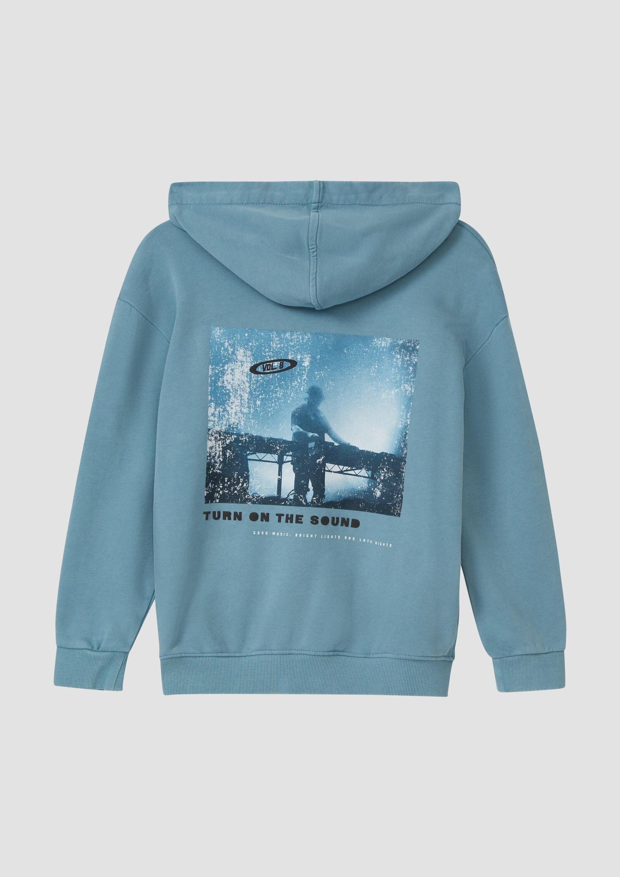s.Oliver Sweatshirt Sweatshirt Gewaschener Kapuzensweater mit Rückenprint