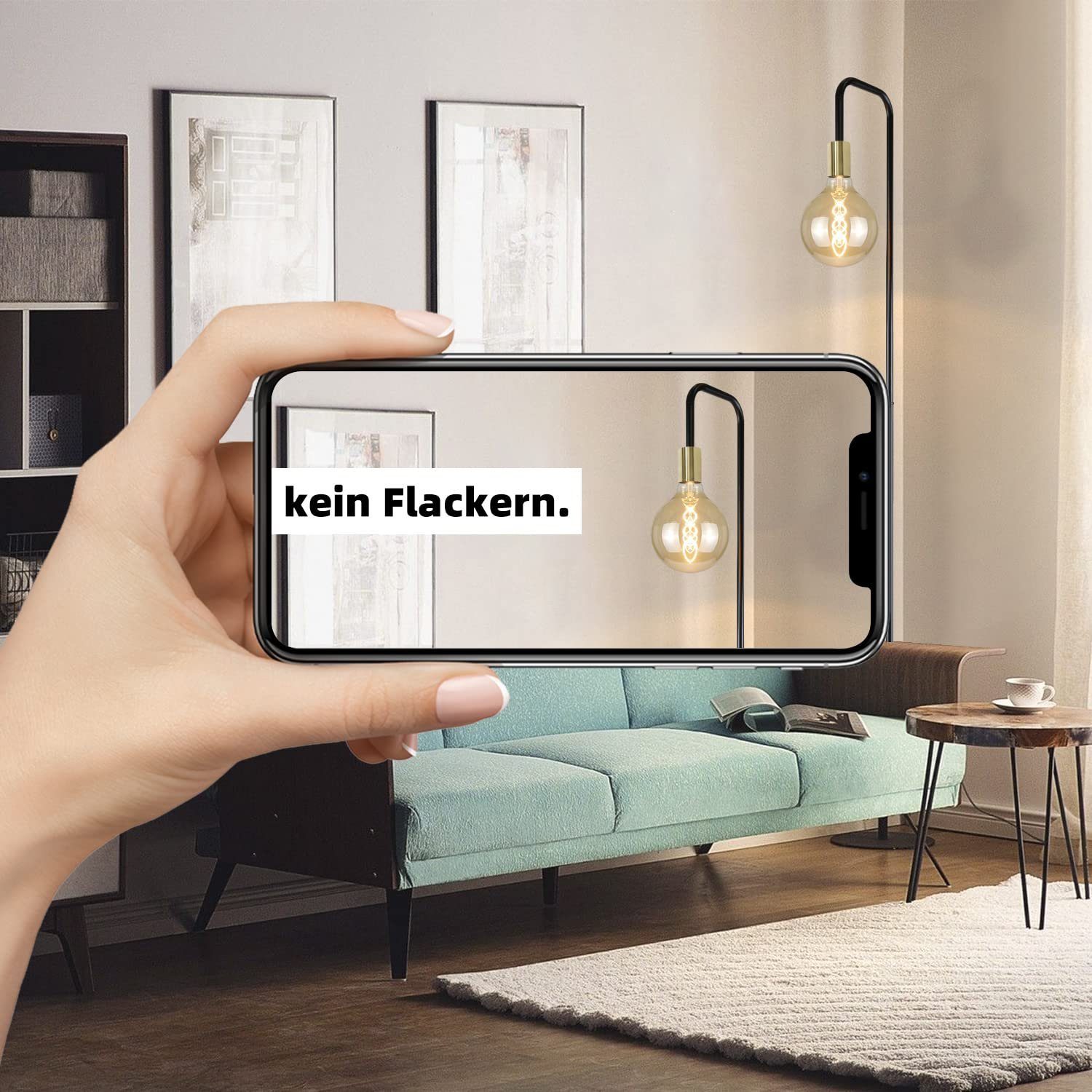 ZMH Stehlampe Wohnzimmer Vintage Industrial E27 Stehleuchte Schlafzimmer Esszimmer, ohne Leuchtmittel, Moderne minimalistische Leselampe x Montage ist erforderl – Bild 3 von 5
