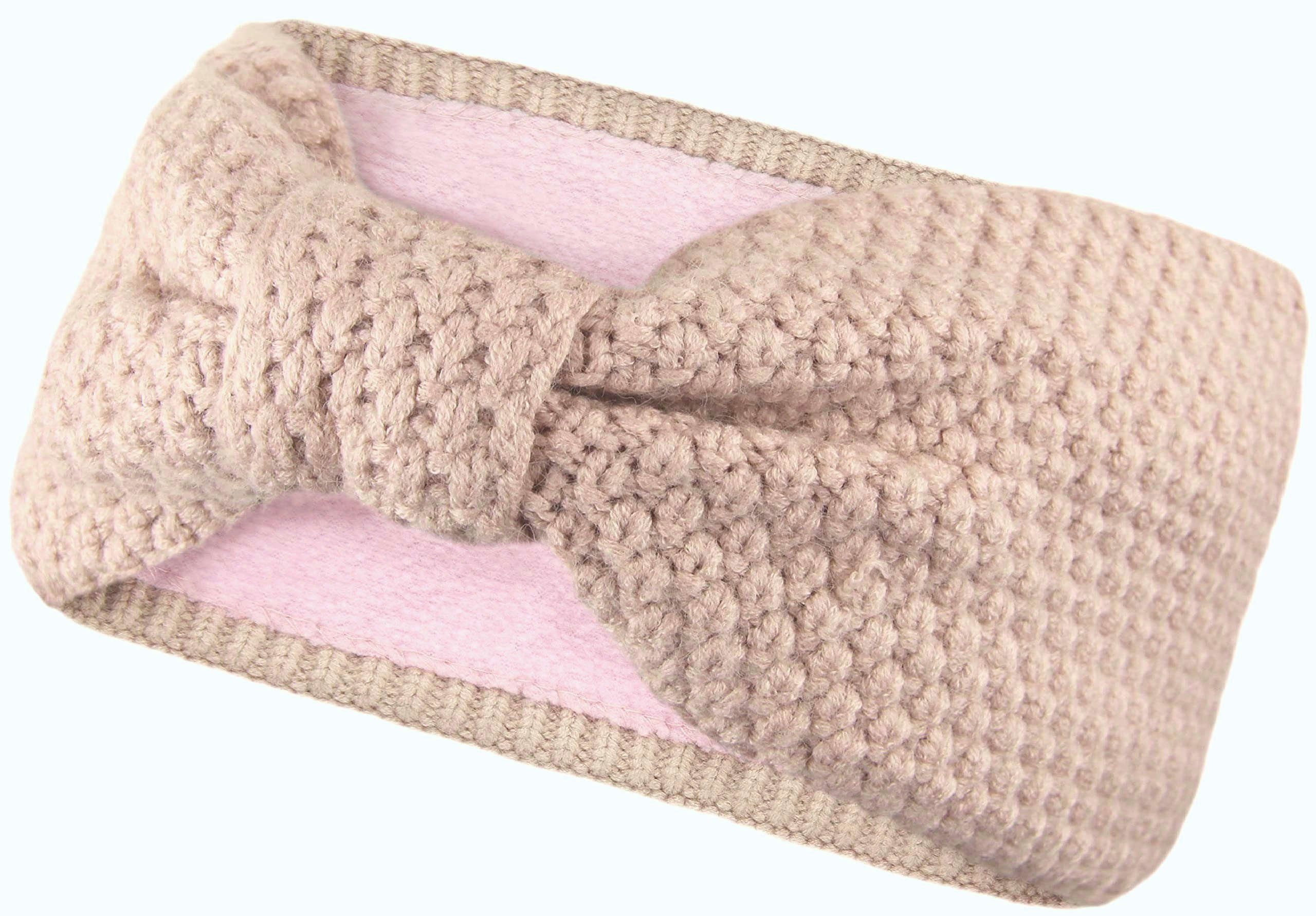 Frentree Stirnband Gefüttertes Haarband, Ohrenwärmer für Damen und Mädchen, Strickmuster mit Schleife und weichem Fleece Innenfutter