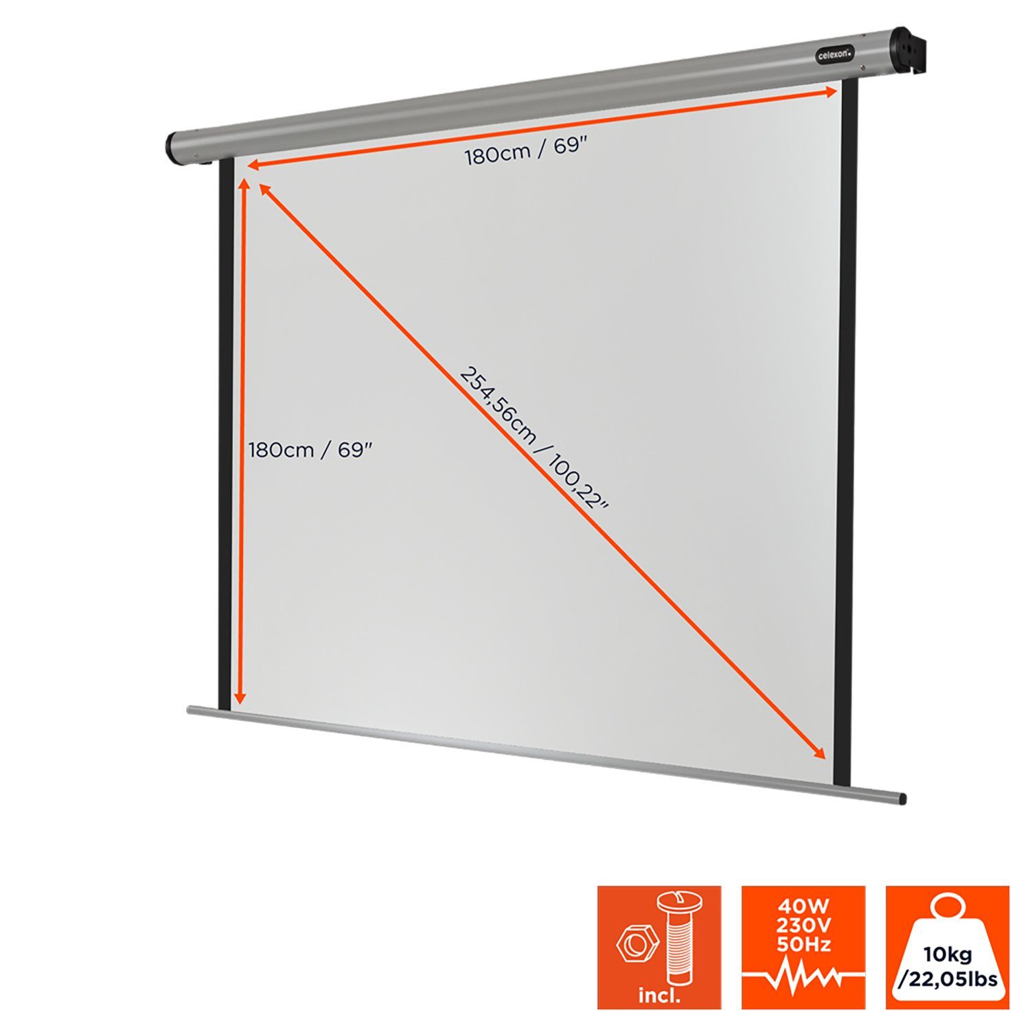 Celexon HomeCinema Motorleinwand (schwarze Rückseite)