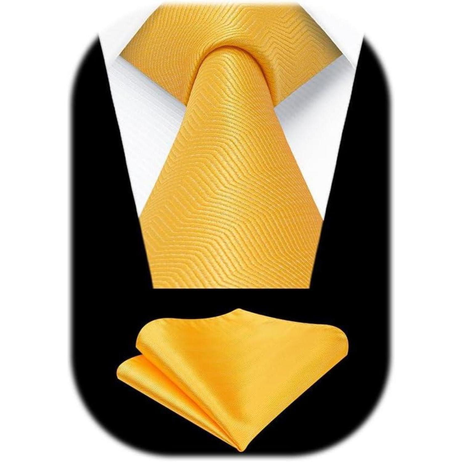 LuxusKollektion Krawatte Krawatte Herren Hochzeit Einstecktuch Set Business Einheitsgröße Gelb