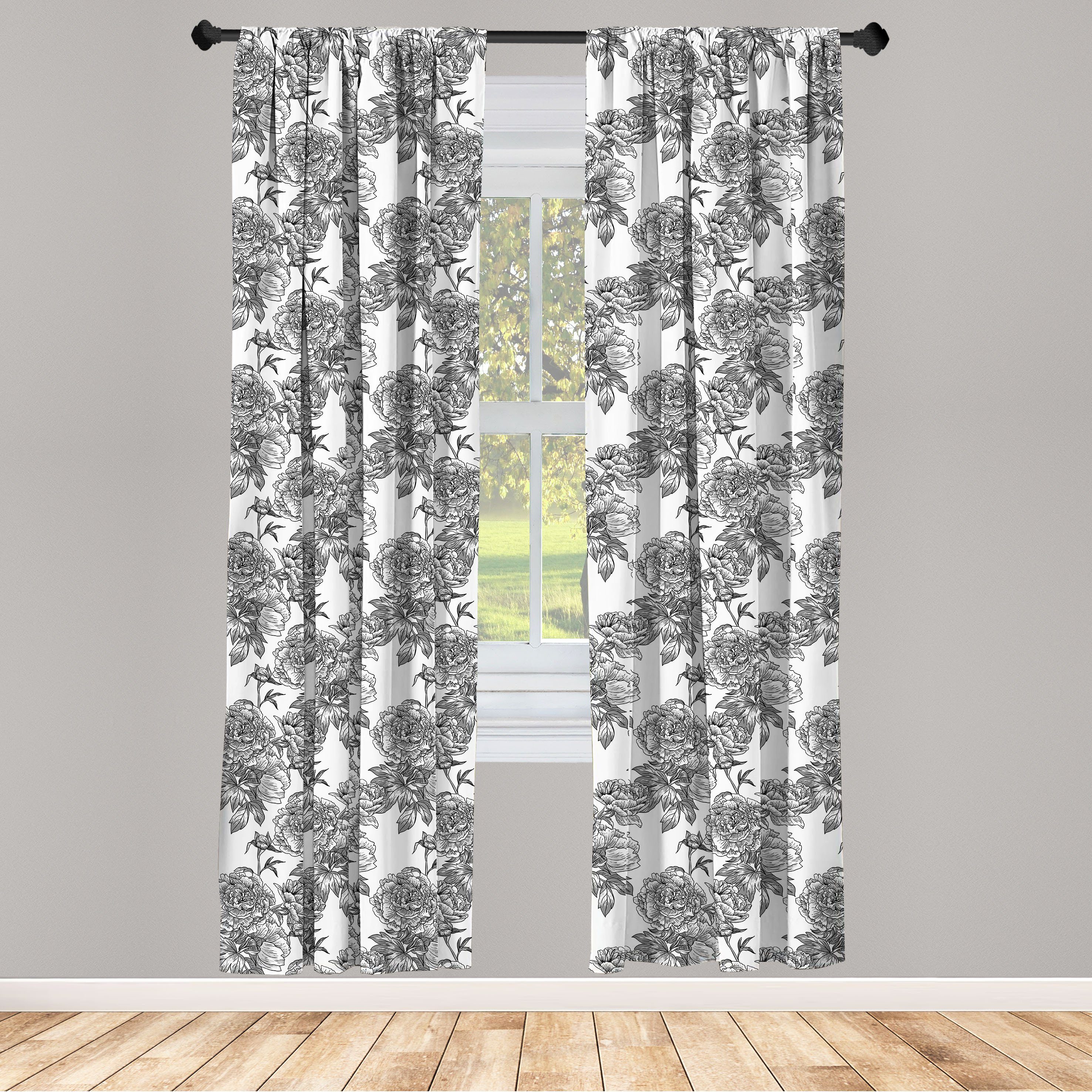 Gardine Vorhang für Wohnzimmer Schlafzimmer Dekor, Abakuhaus, Microfaser, Blumen Pflanzen Blossom Spring