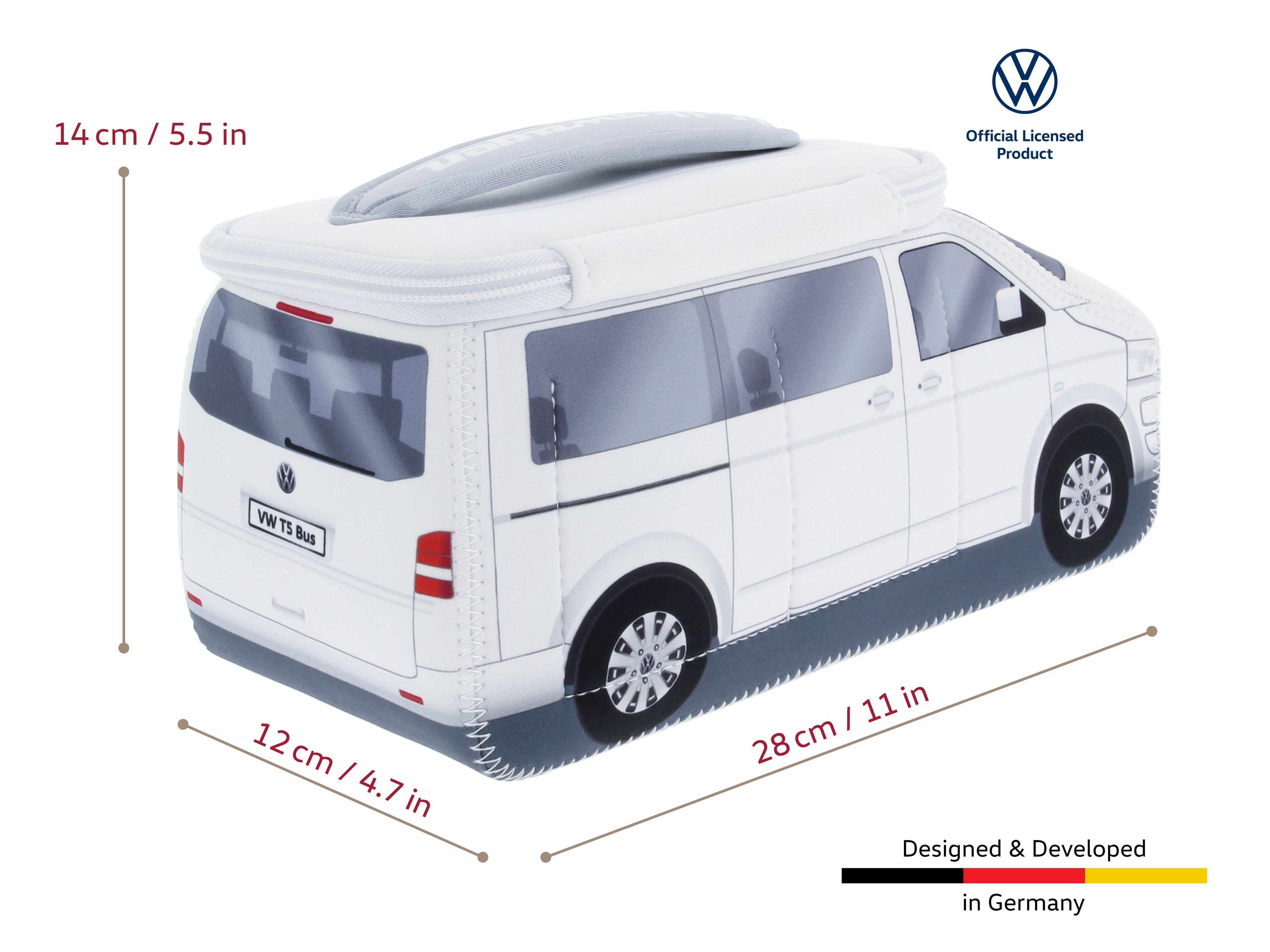 VW Collection by BRISA Kosmetiktasche Volkswagen Universaltasche im VW Bulli T5 Design, Universaltasche aus Neopren, 30 x 14 x 12 cm