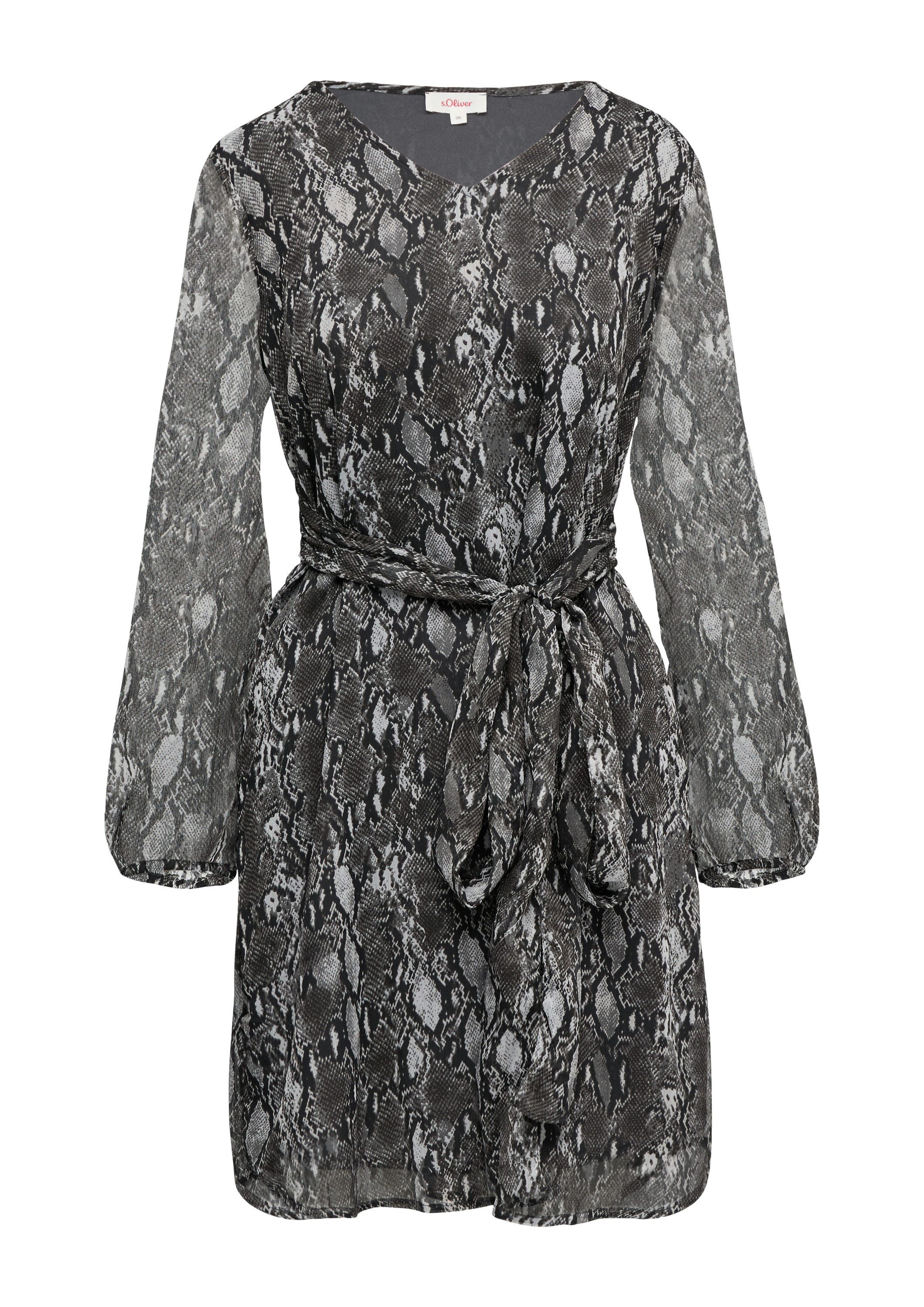 s.Oliver Minikleid Kleid Chiffon-Kleid mit Eingrifftaschen und Bindeband günstig online kaufen