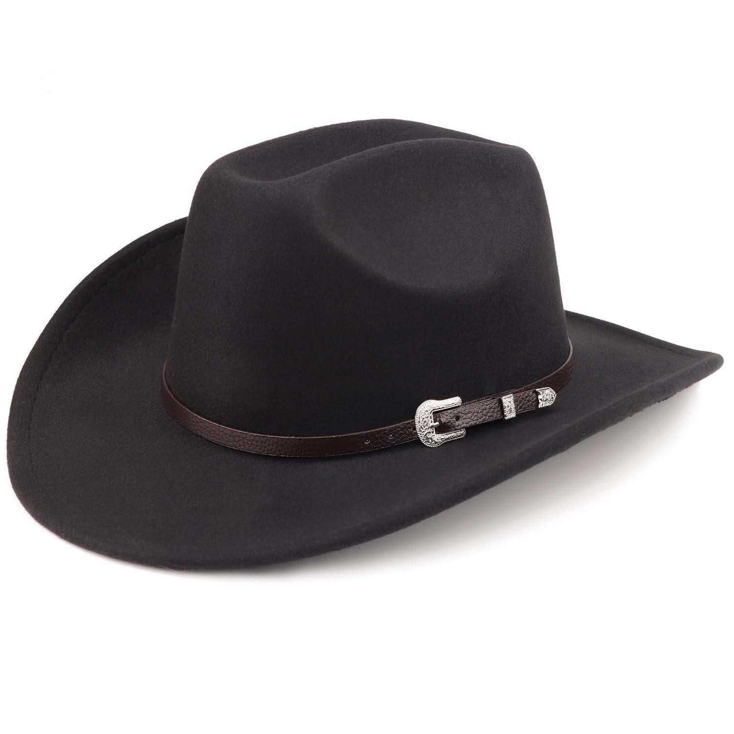 LuxusKollektion Fedora Fedorahut Damen Krempe Gürtelschnalle 1 Pc Fedora Hat Black Style 02 M