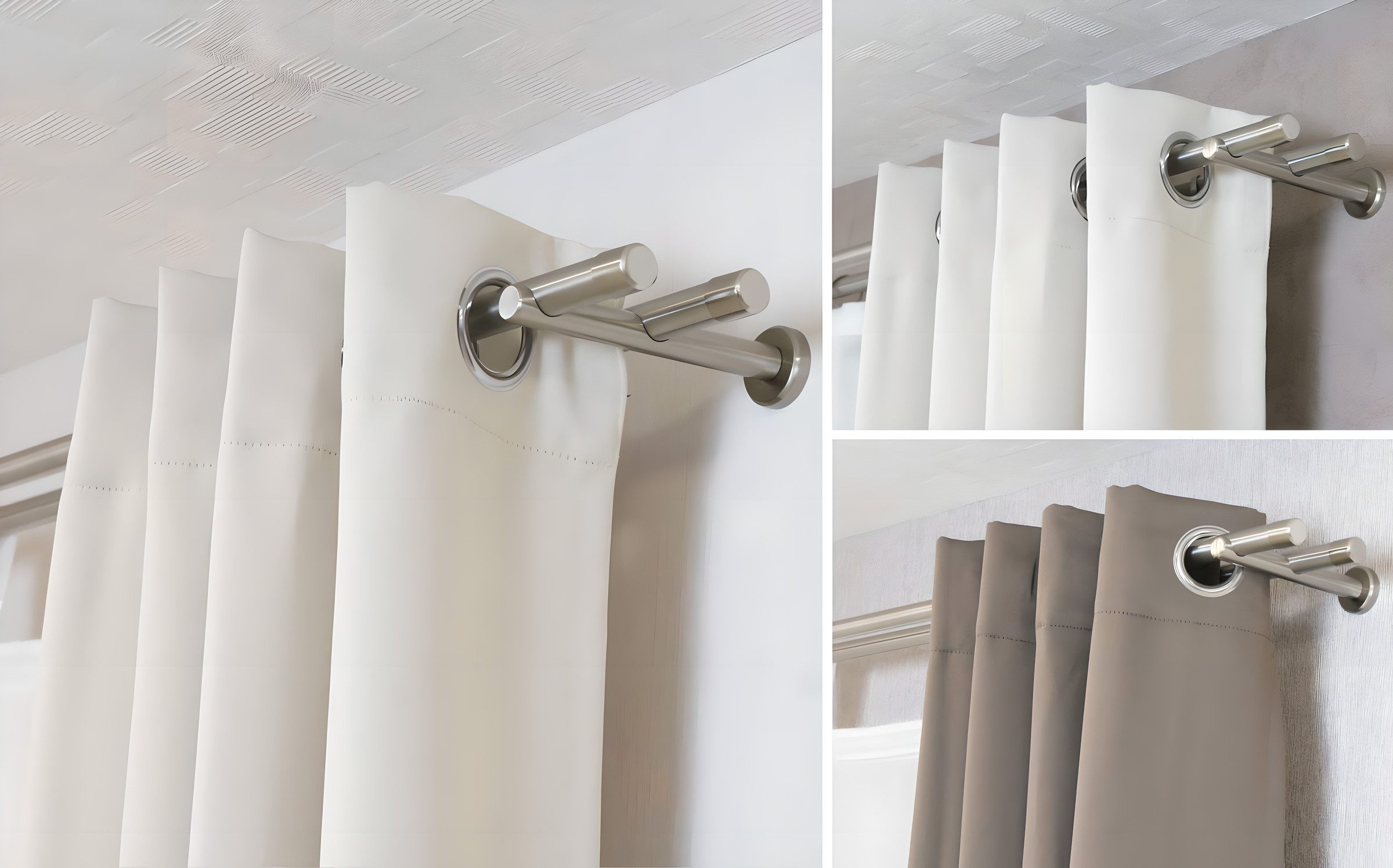 iso-design Gardinenstange 20 mm 2-läufig Farbe Edelstahl Endstück Kappe zur Wandmontage, Ø 20 mm, 2-läufig, Fixmaß, mit Bohren, verschraubt, Metall, Rohr aus Ed – Bild 3 von 5