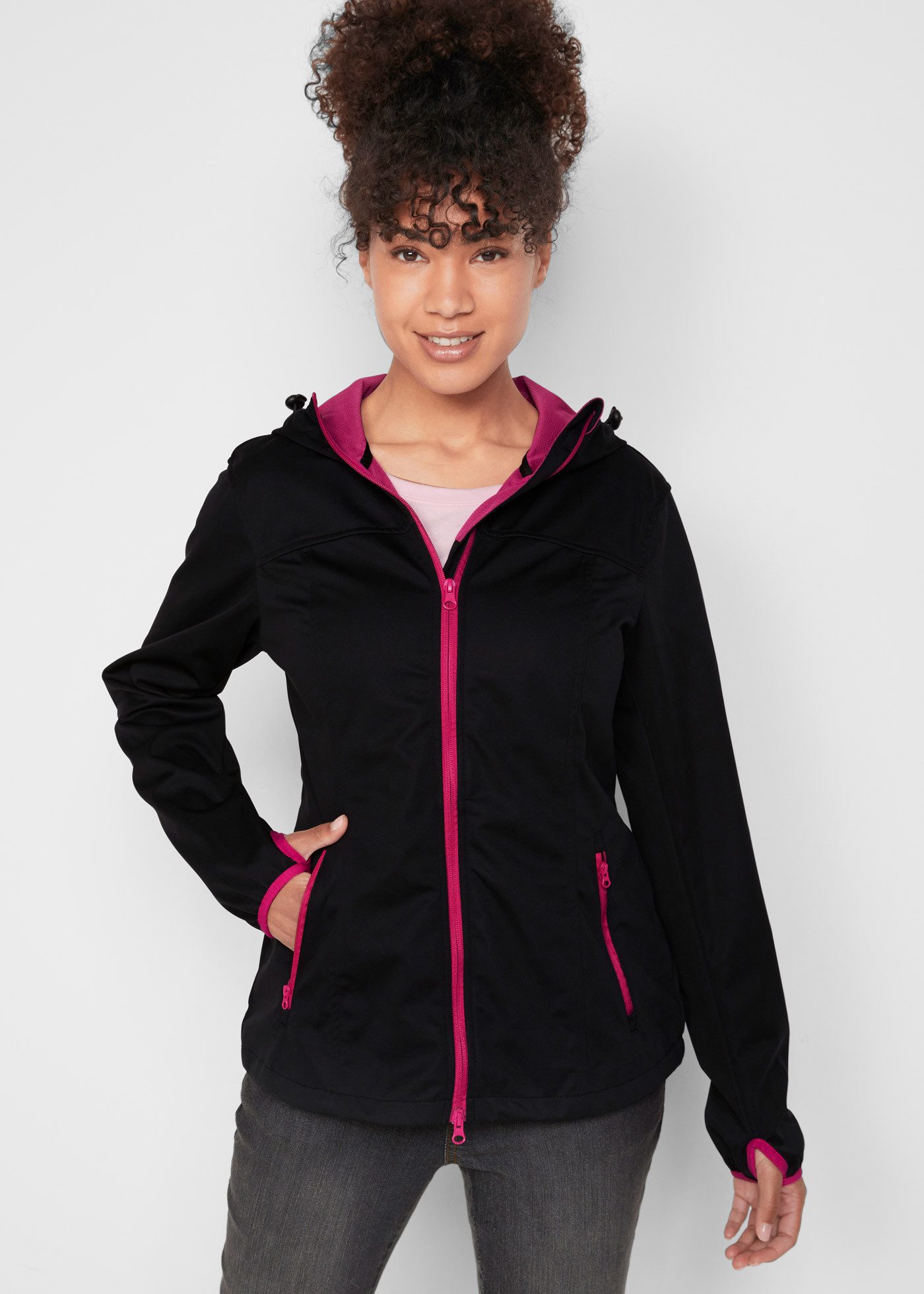 bonprix Softshelljacke leichtes Material, mit 2-Wege-Reißverschluss, mit Daumenlöchern