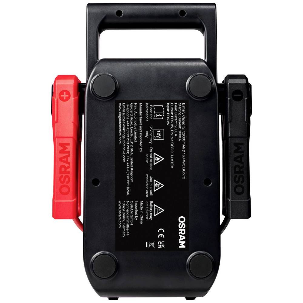 Osram Lithium-Ionen-Kobalt-Starthilfe Energiestation, USB-Steckdose 2x