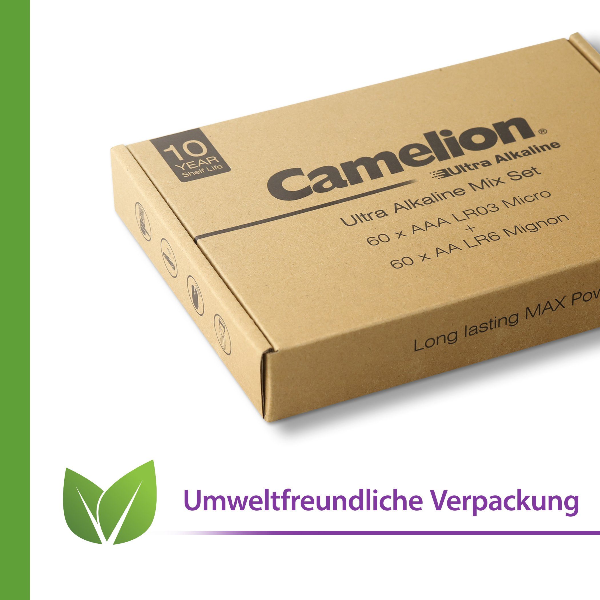 Camelion Camelion Ultra Alkaline (120 Batterien, Ultra Langlebige 120 langlebig AAA Batterien Batterie, St), Stück, AA + 60 60